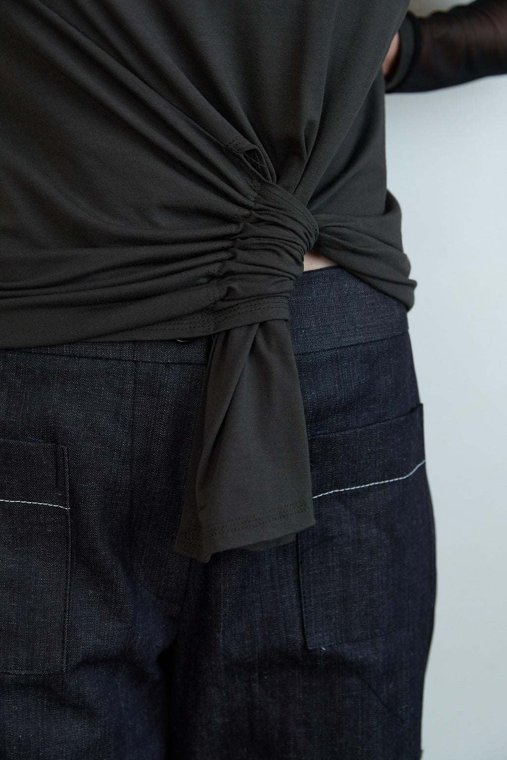 Tokyo mesh sleeve top Khaki