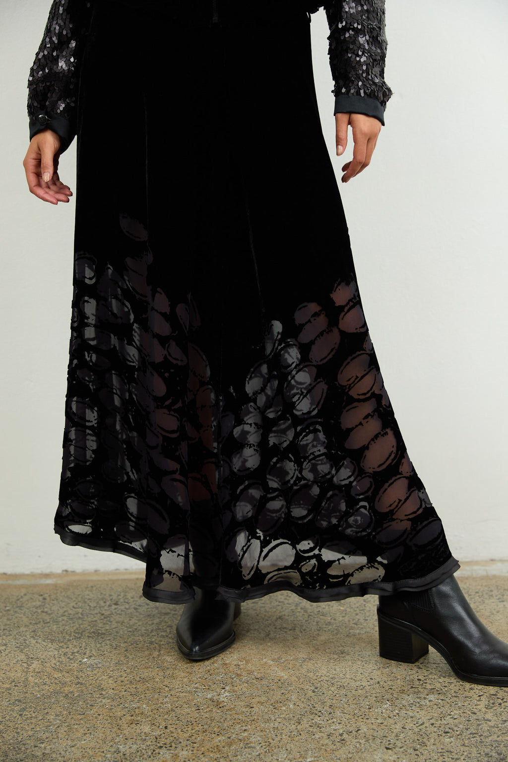 SYLVIA RILEY Amber Velvet Devore Skirt