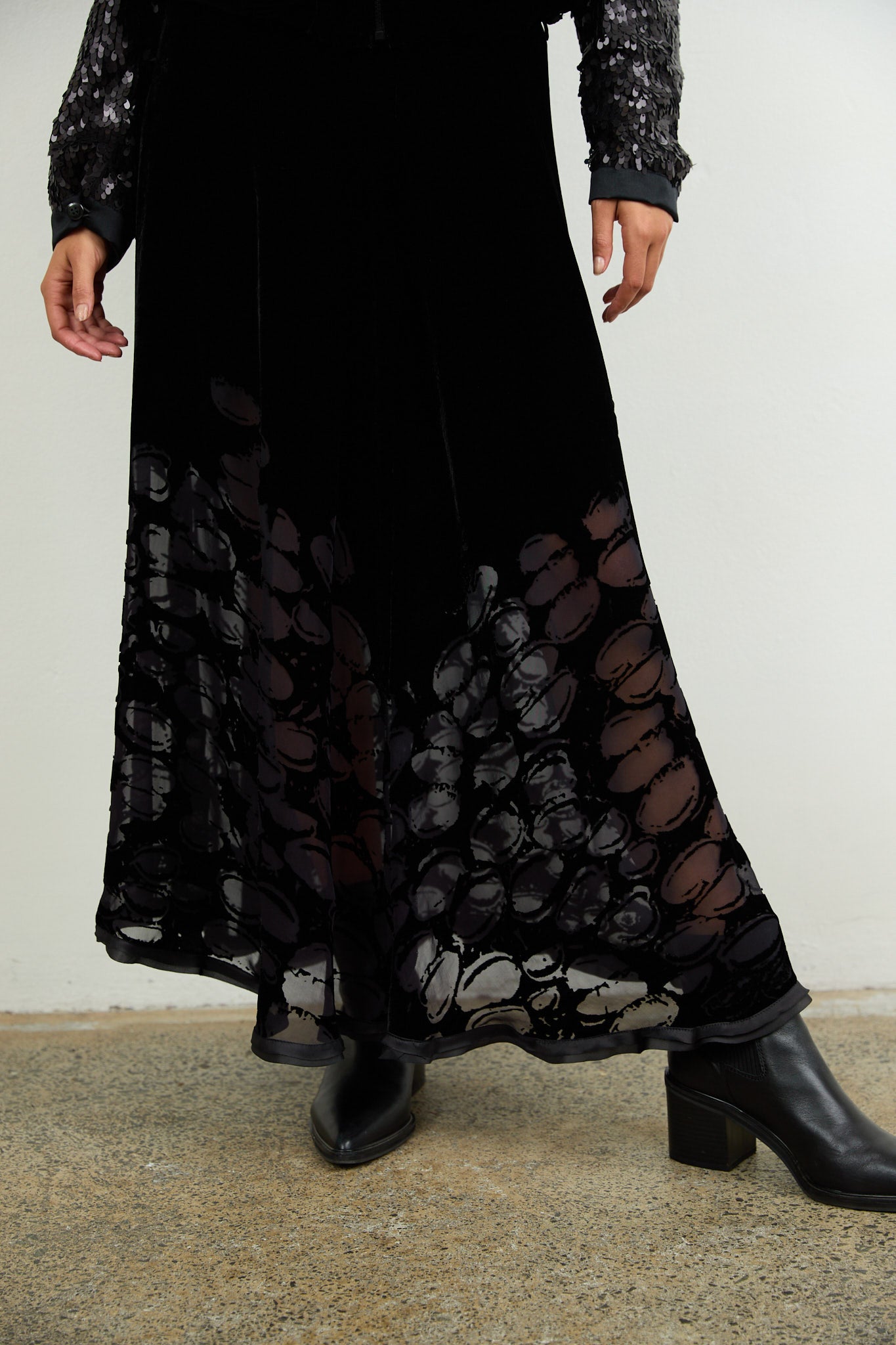 SYLVIA RILEY Amber Velvet Devore Skirt