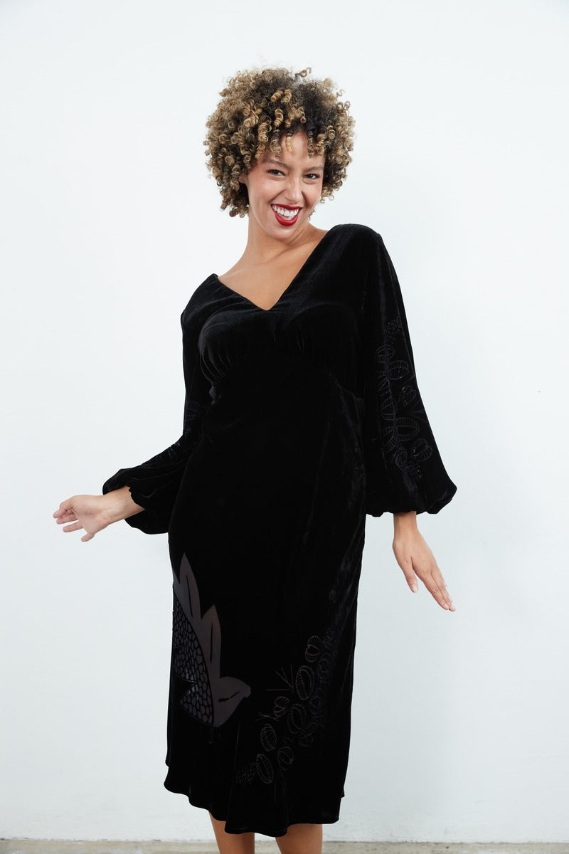 SYLVIA RILEY Rose devore velvet dress