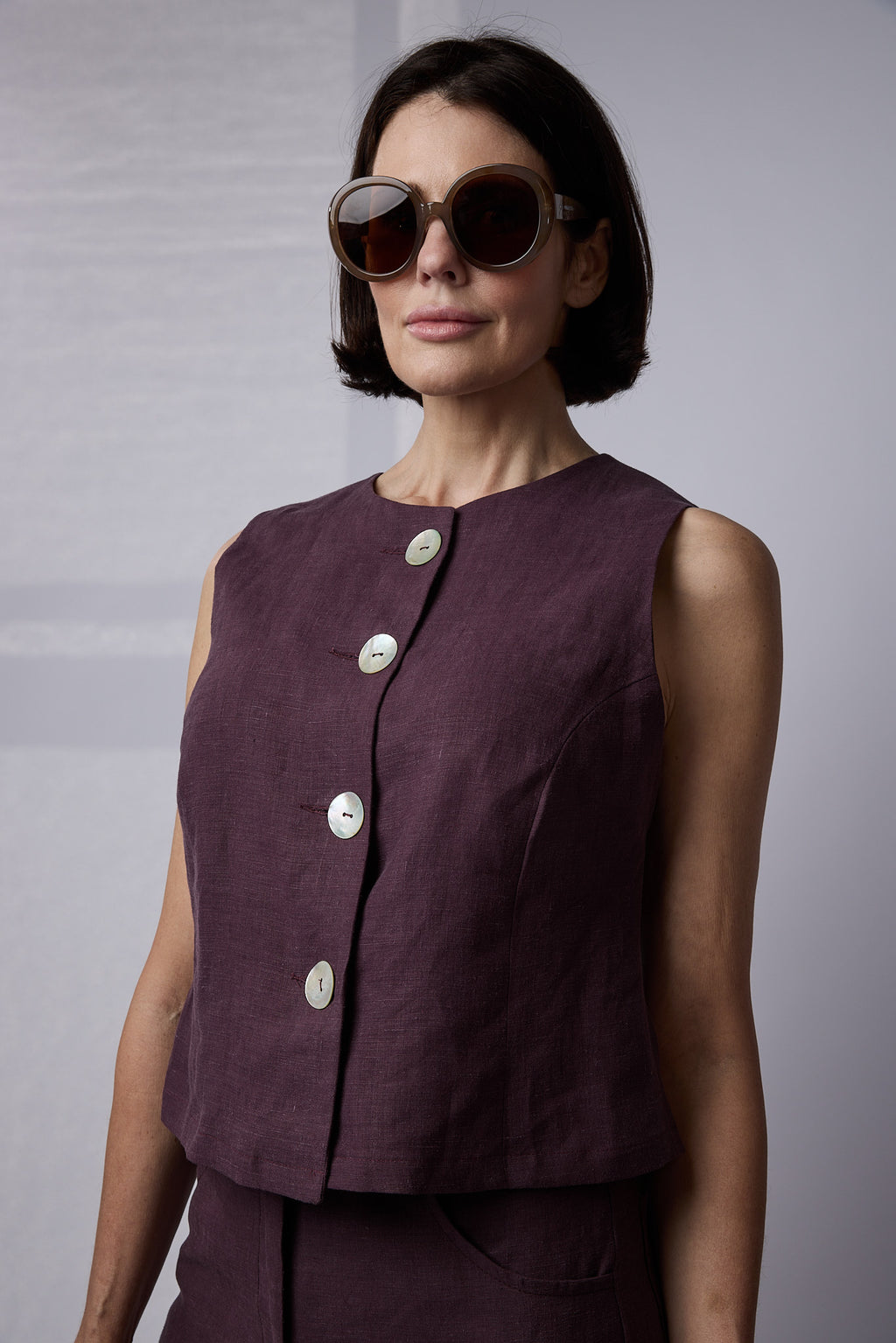 Florence Top Raisin linen
