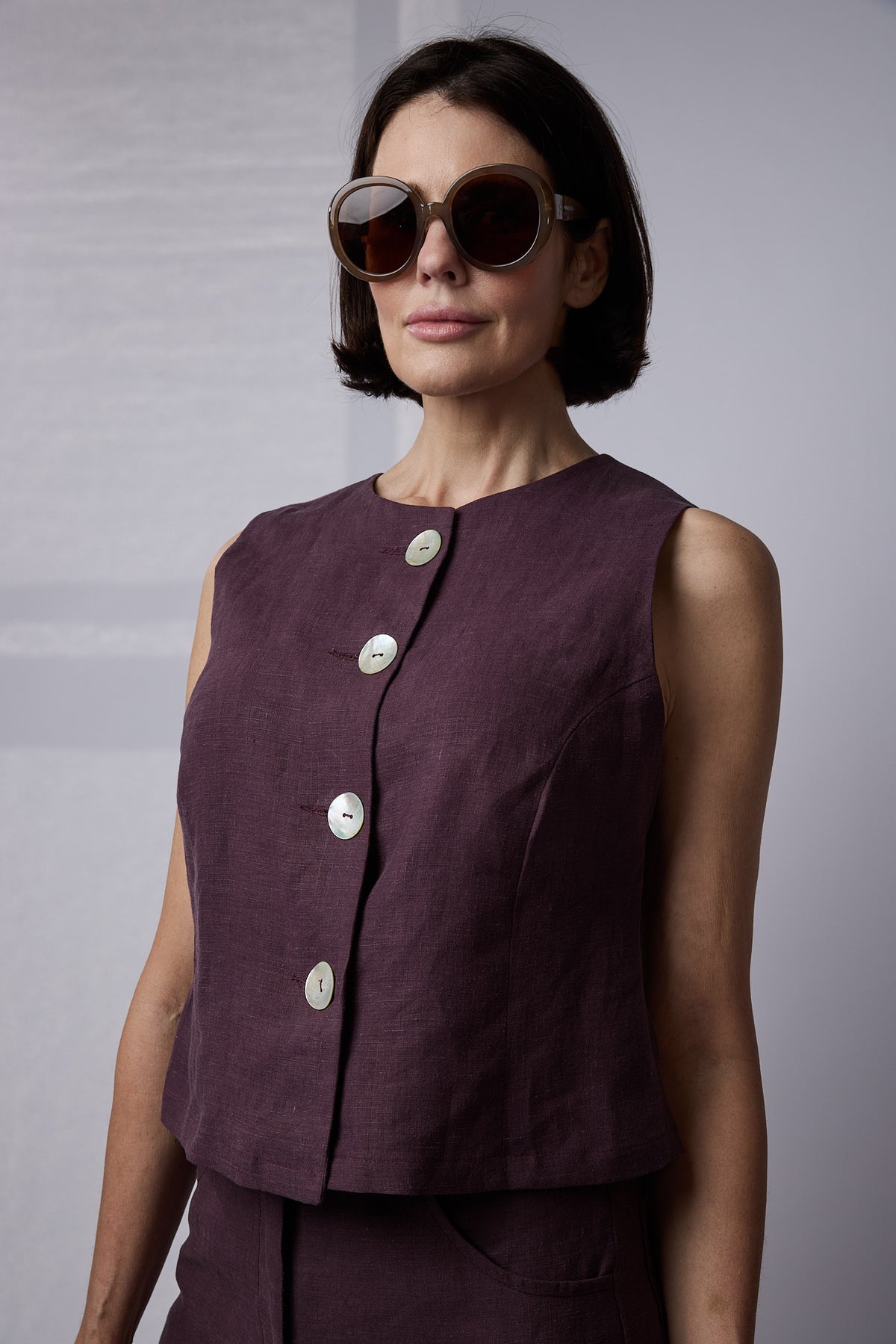 Florence Top Raisin linen