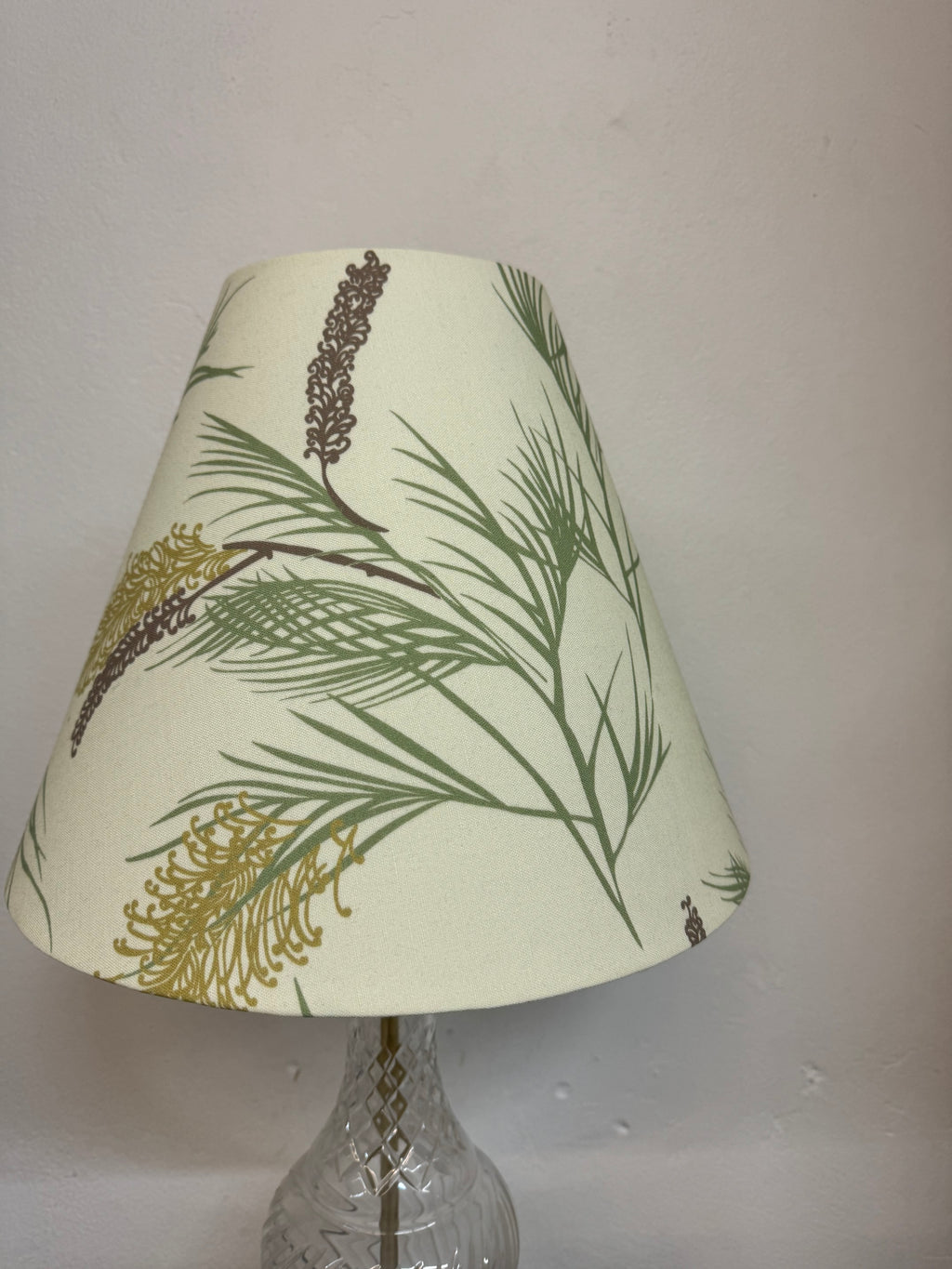 Lamp-Crystal base with Zynska Grevillea shade in cream