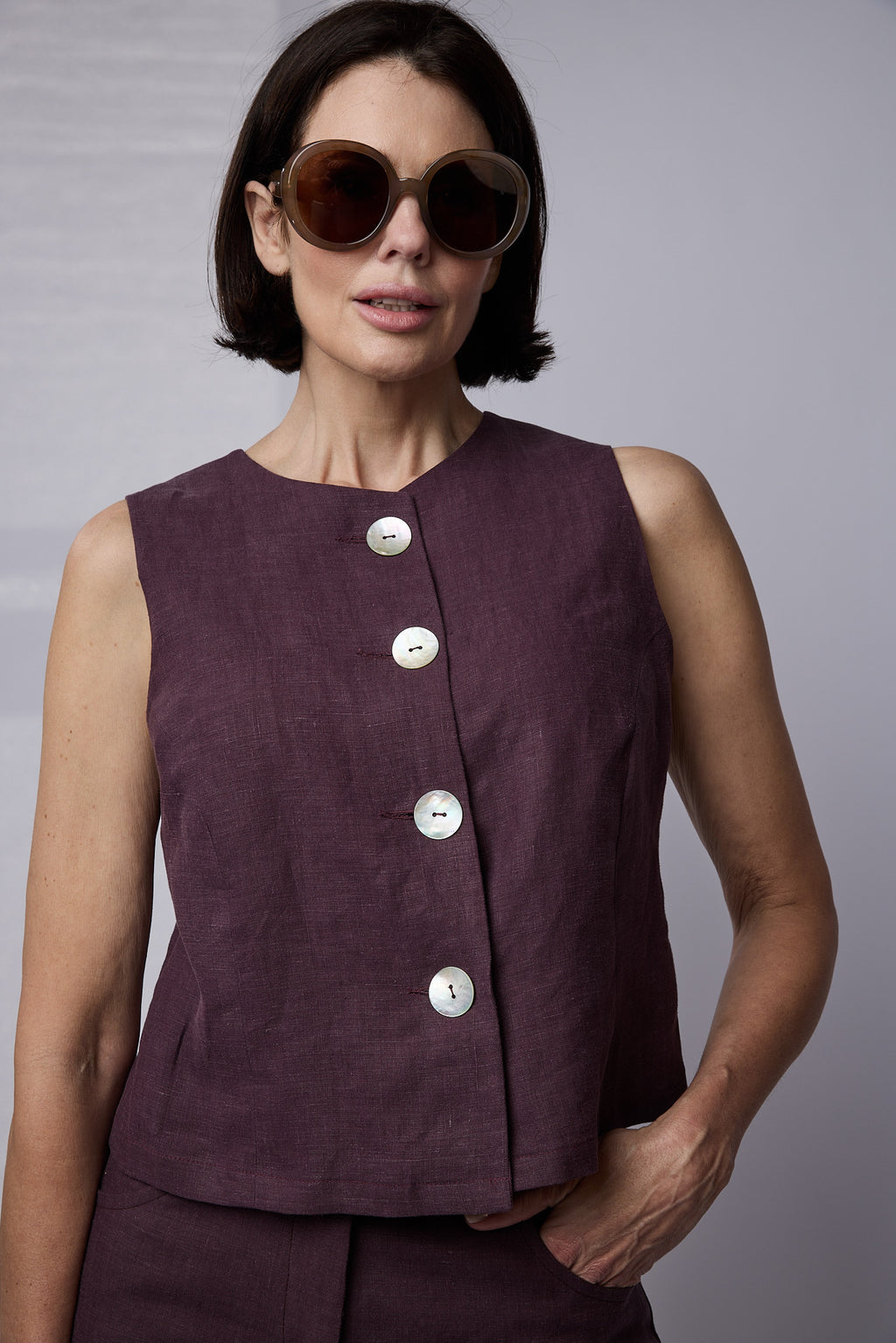 Florence Top Raisin linen