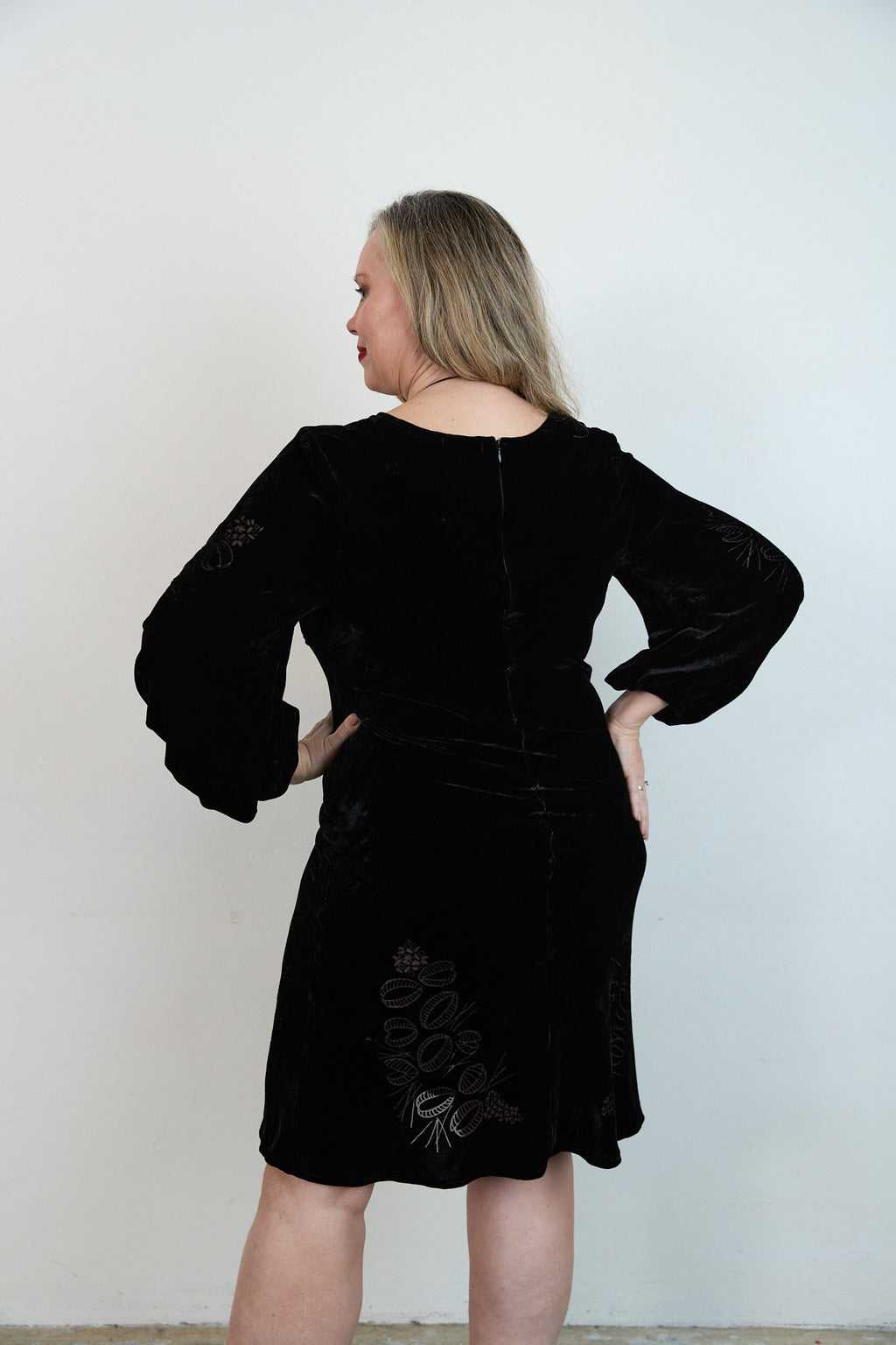 SYLVIA RILEY Rose devore velvet dress