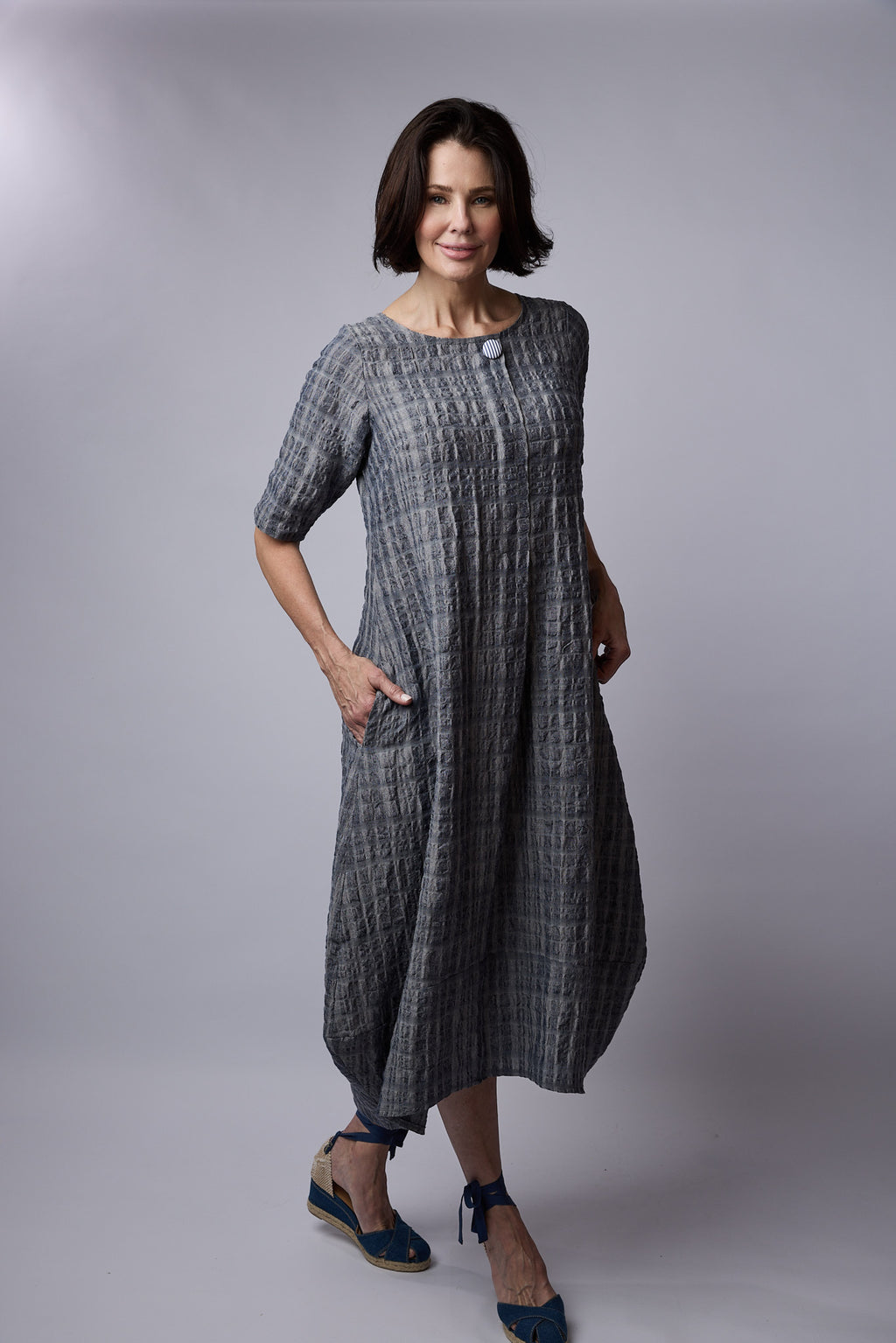 Dakota dress Smoke Textured linen