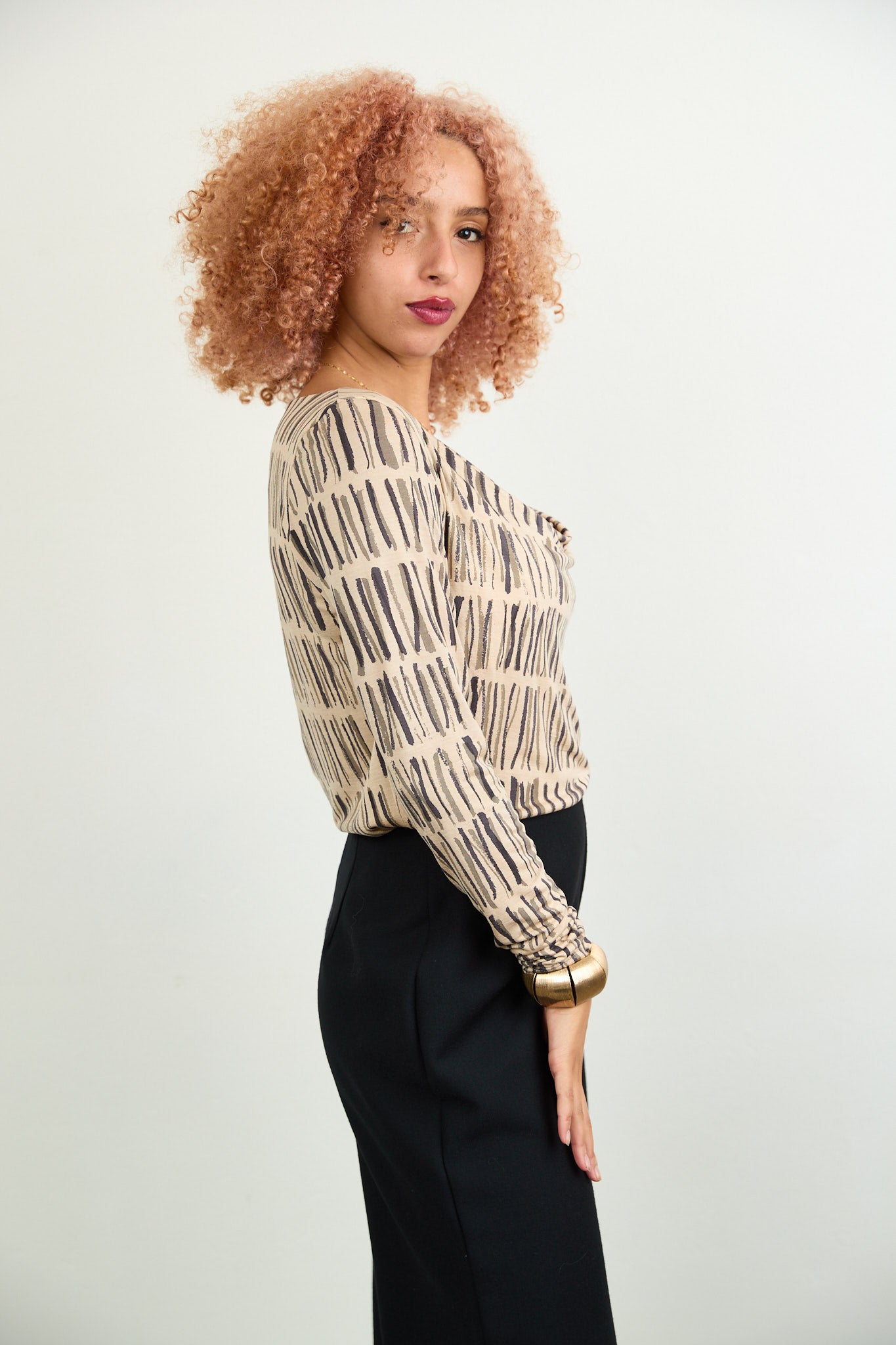 SYLVIA RILEY Cora Cowl neck top-hand dyed