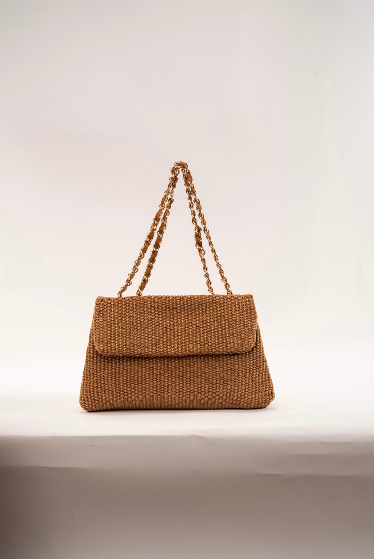 BIDINIS Clarice raffia bag Tobacco brown