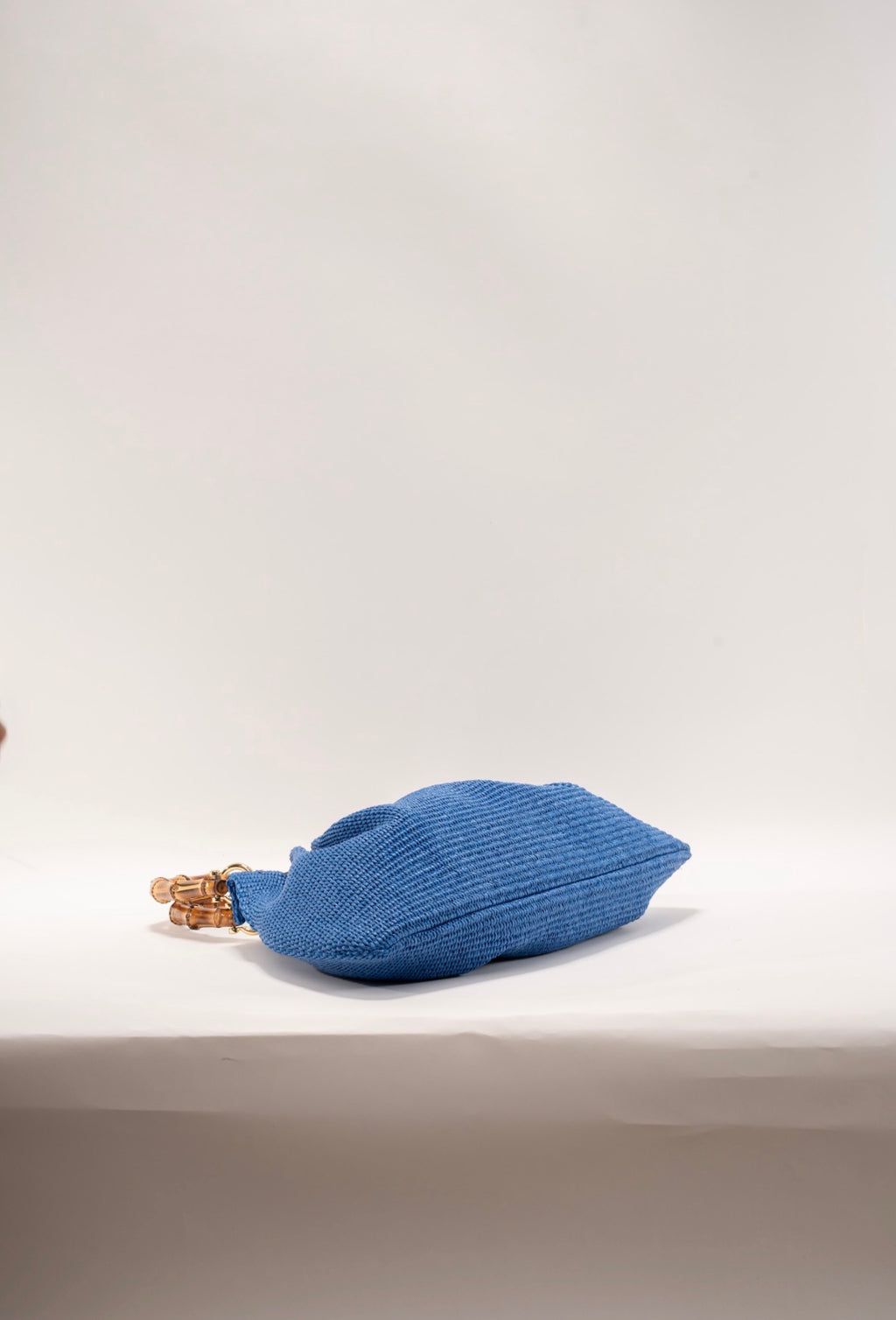 BIDINIS Caterina Medium Raffia Shopping Bag Blue