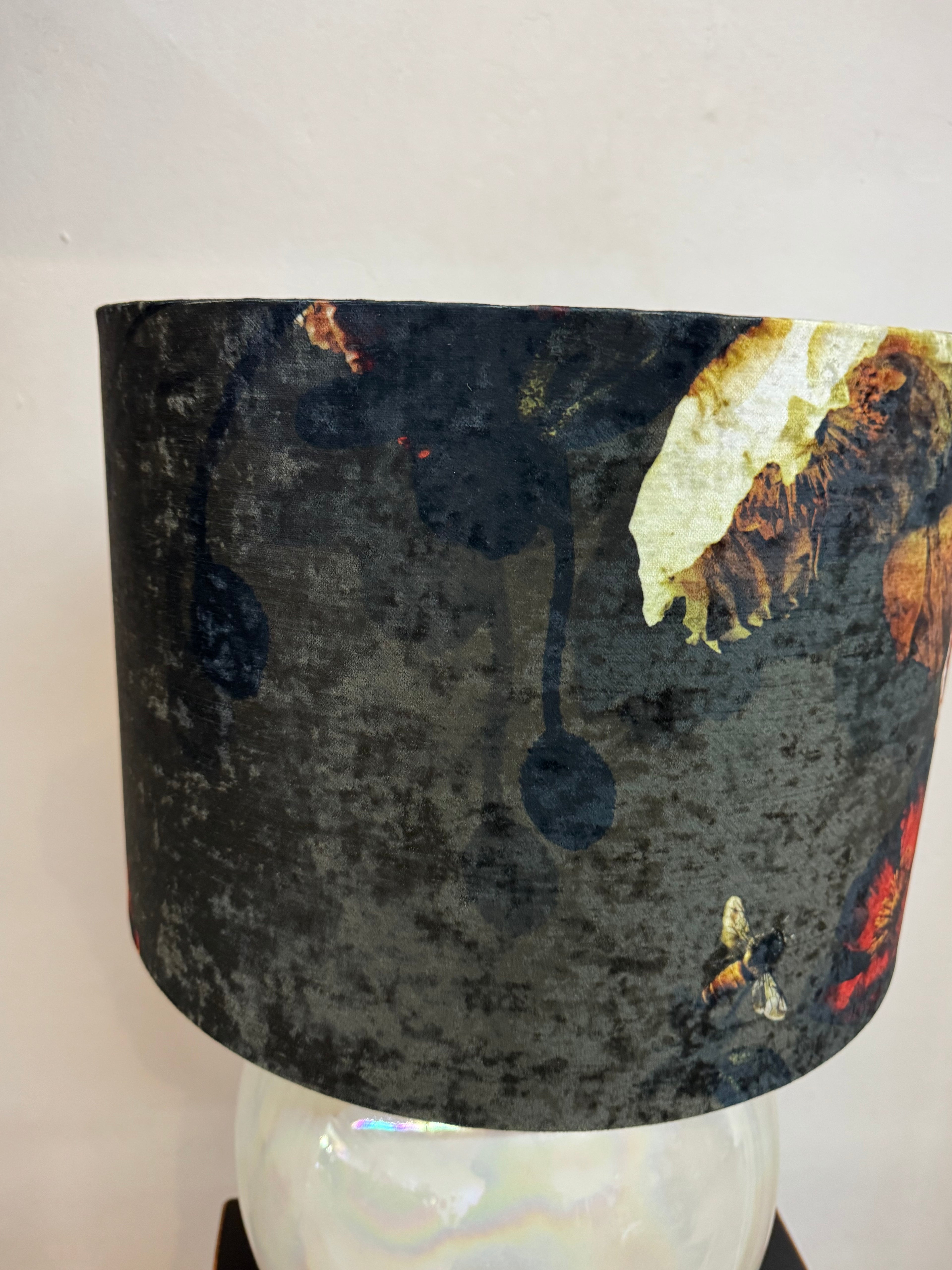 LAMP Olive Grove chenille shade pearlised ceramic base