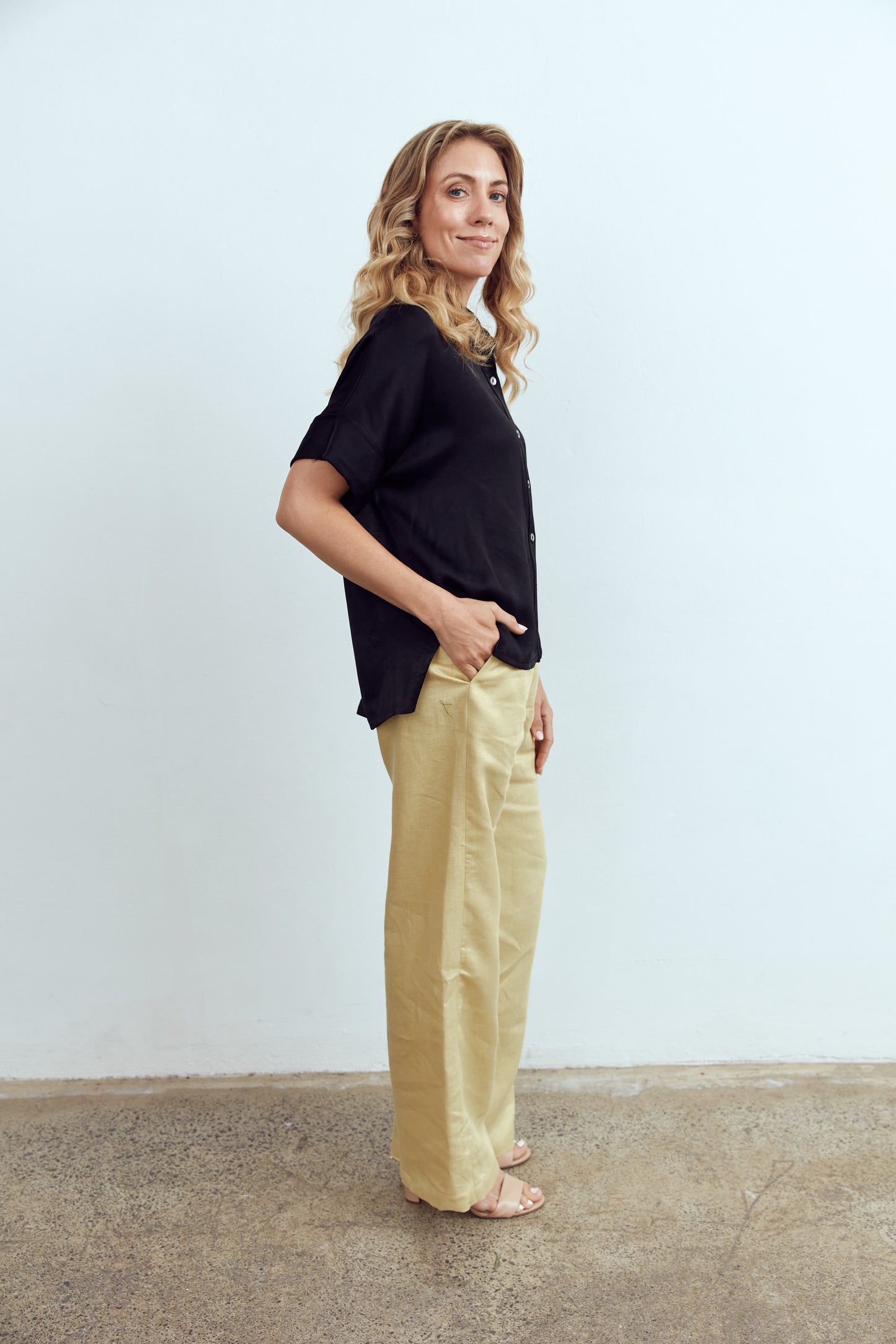 Bacall Twill Linen Pants Black