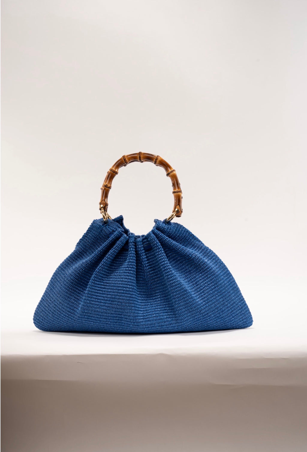 BIDINIS Caterina Medium Raffia Shopping Bag Blue