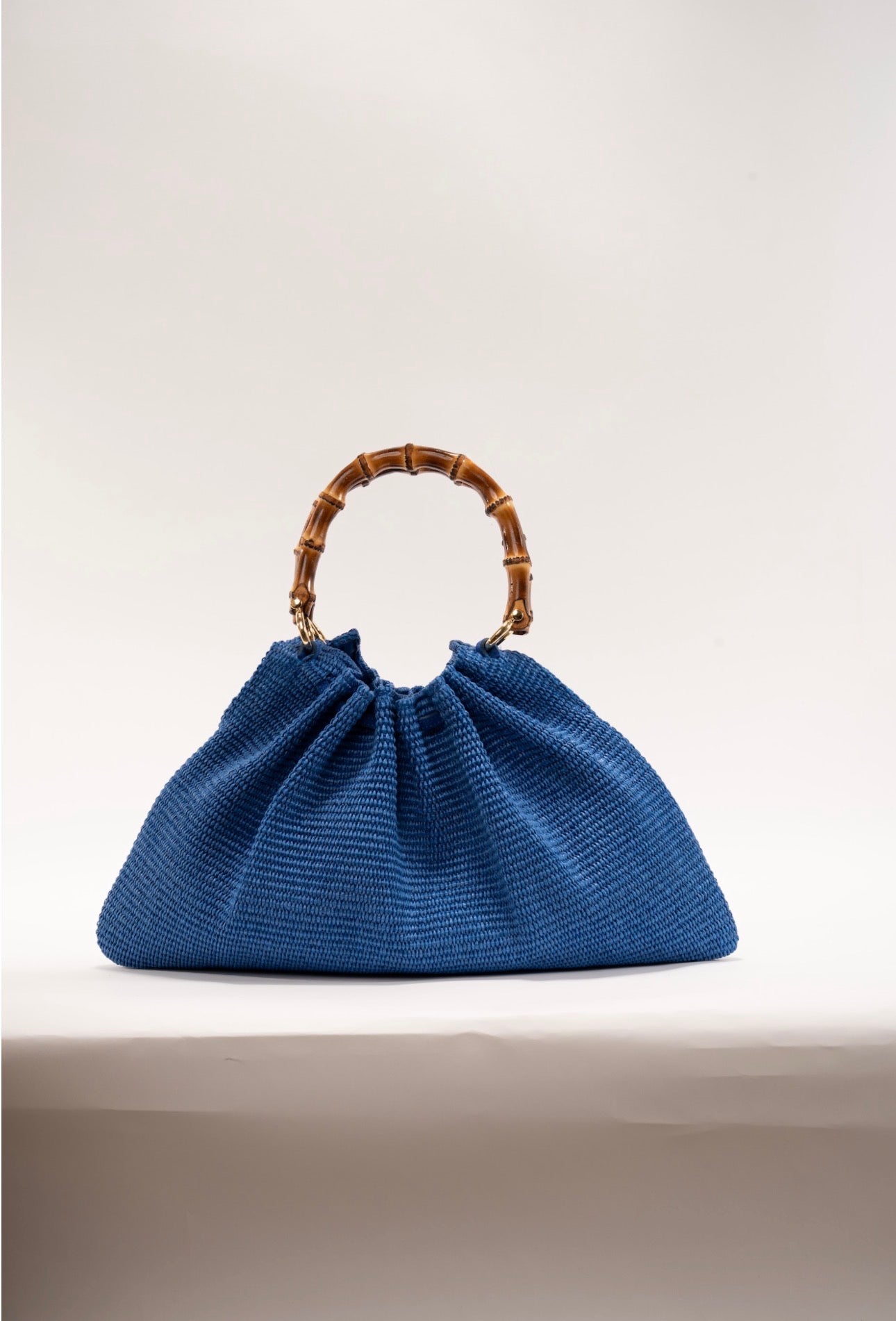 BIDINIS Caterina Medium Raffia Shopping Bag Blue