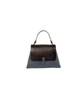 BIDINIS Lisa Mini top handle leather bag Dust blue/dark brown