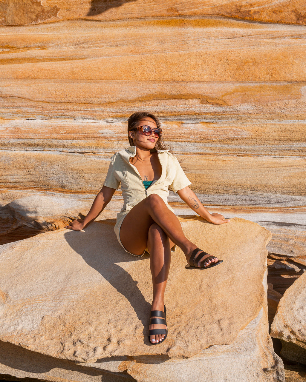 EVIE G Epsilon Black Sandals