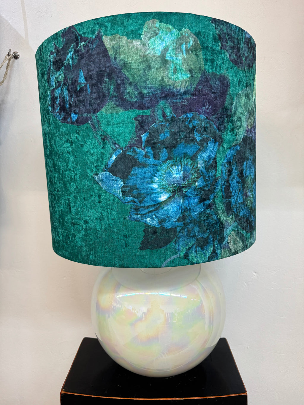 LAMP Bed of Jade chenille shade pearlised ceramic base