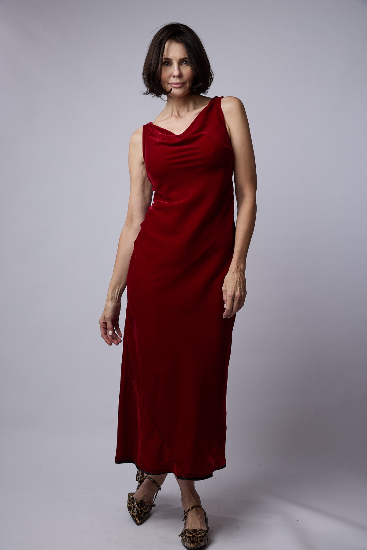 Clarabelle Silk Velvet Dress Red