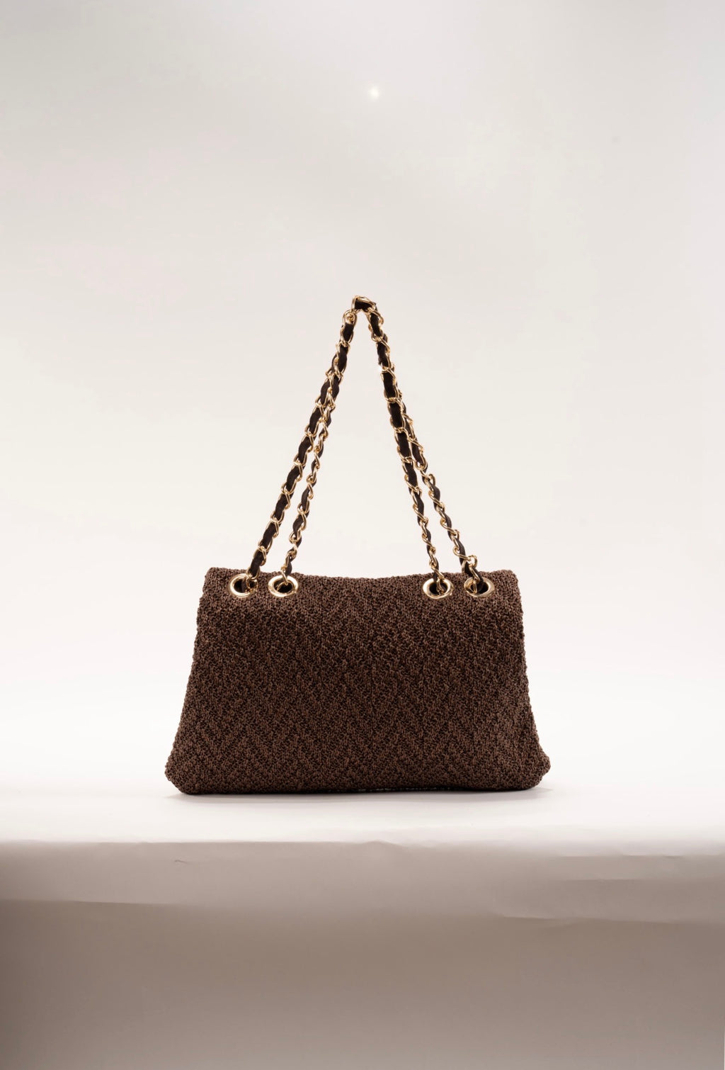 BIDINIS Clarice textured raffia bag Chocolate