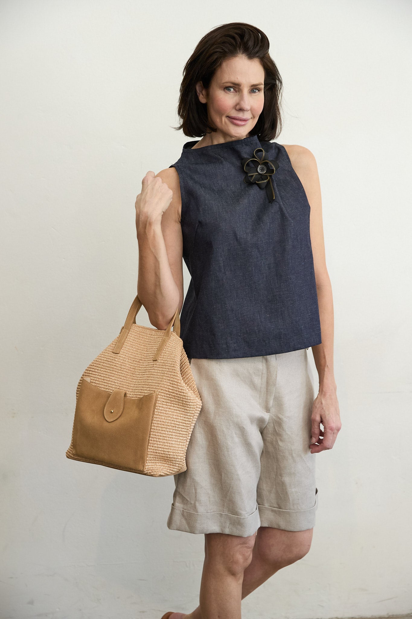 Astoria Indigo Zipper Top