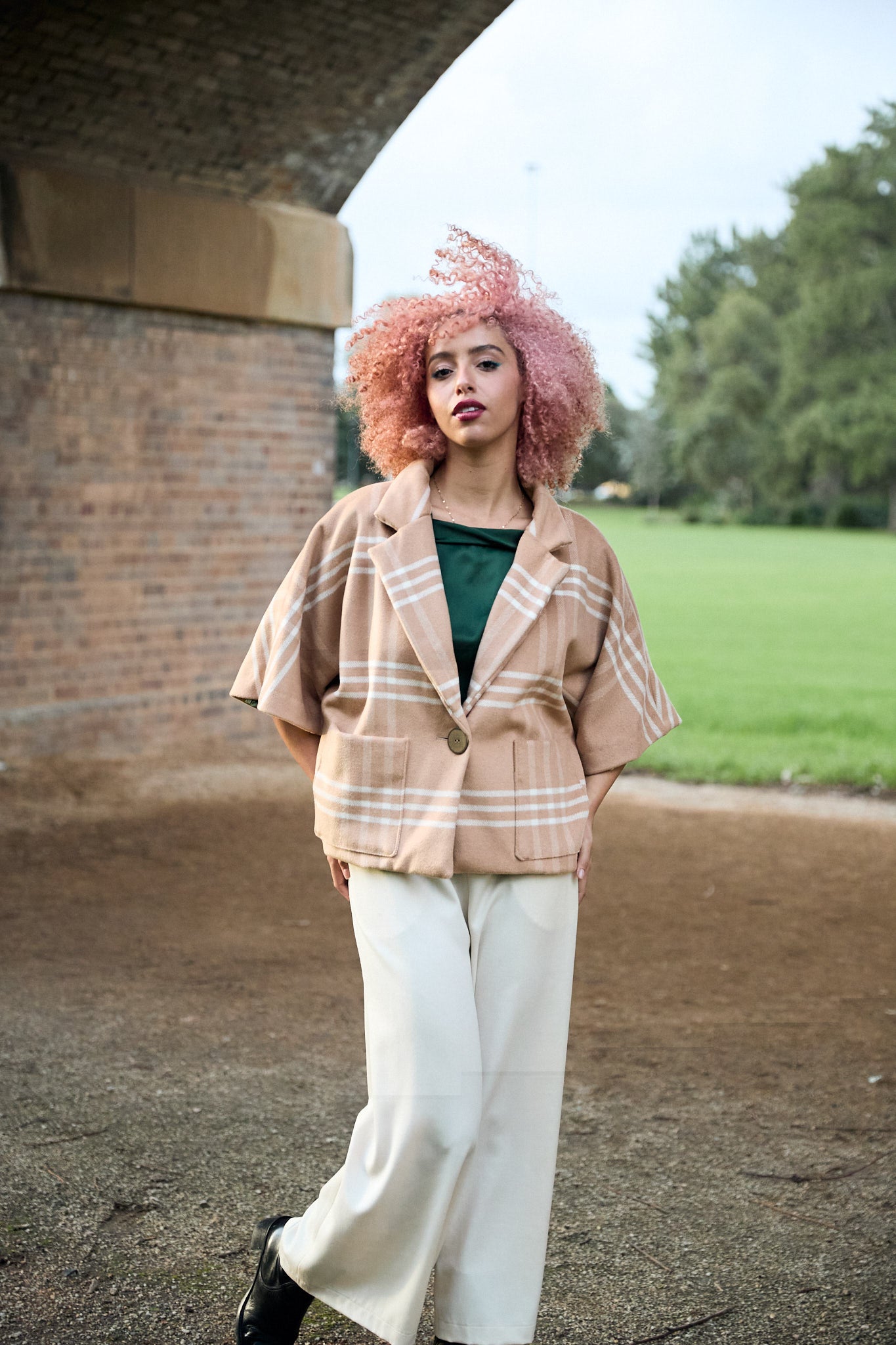 Patch Shortie Coat Camel