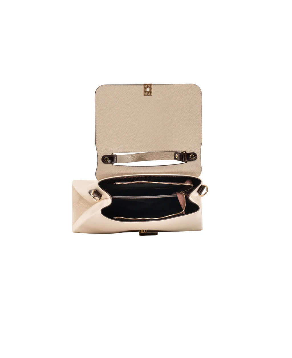 BIDINIS Lisa Grande top handle bag Off White/Dark Brown croc