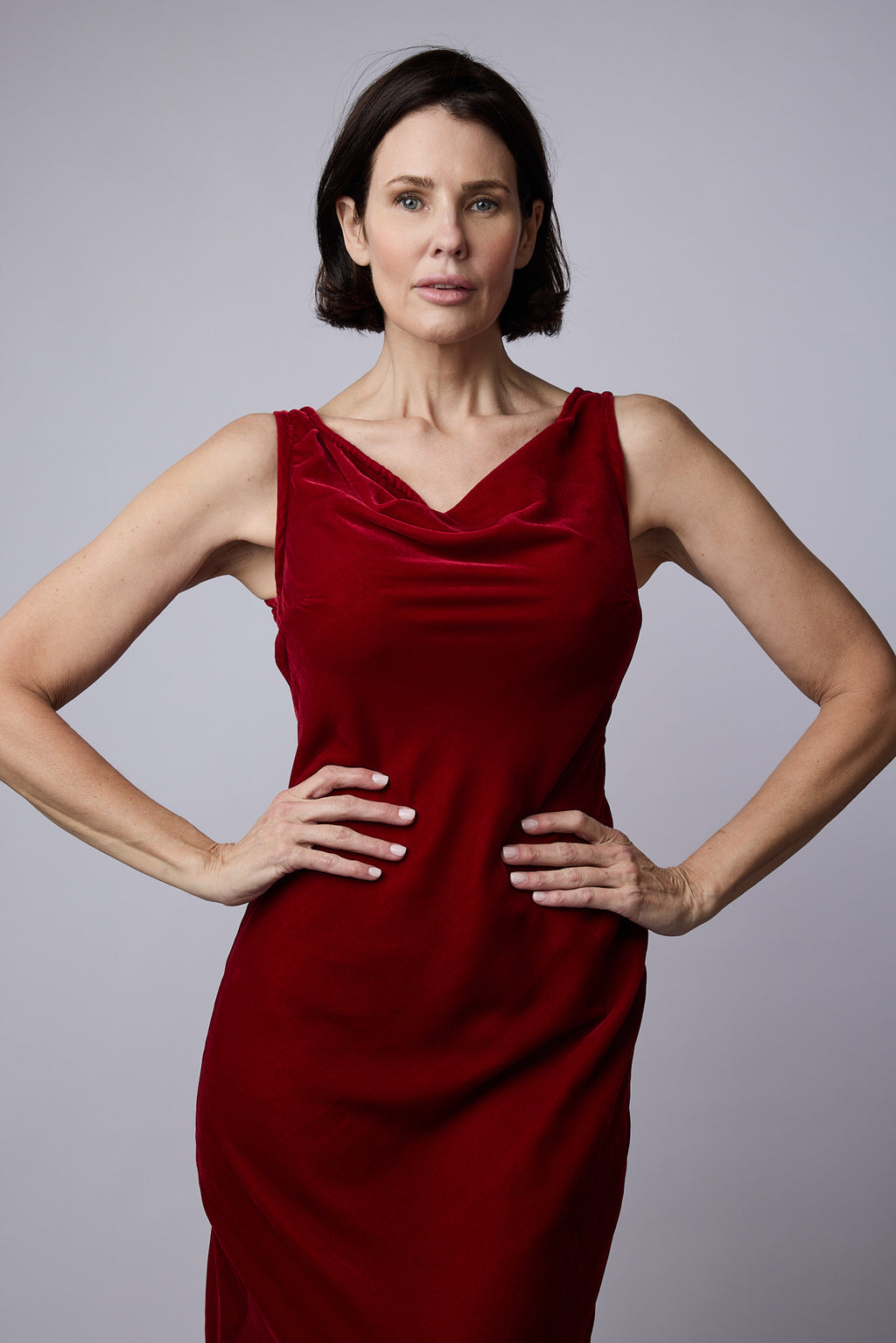 Clarabelle Silk Velvet Dress Red