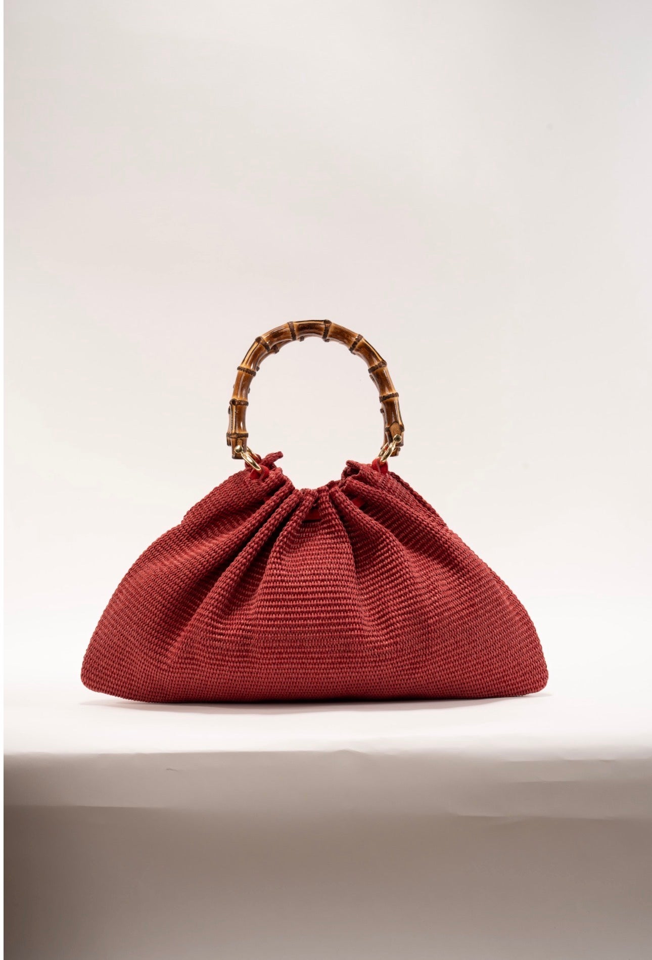 BIDINIS Caterina Medium Raffia Shopping Bag Red