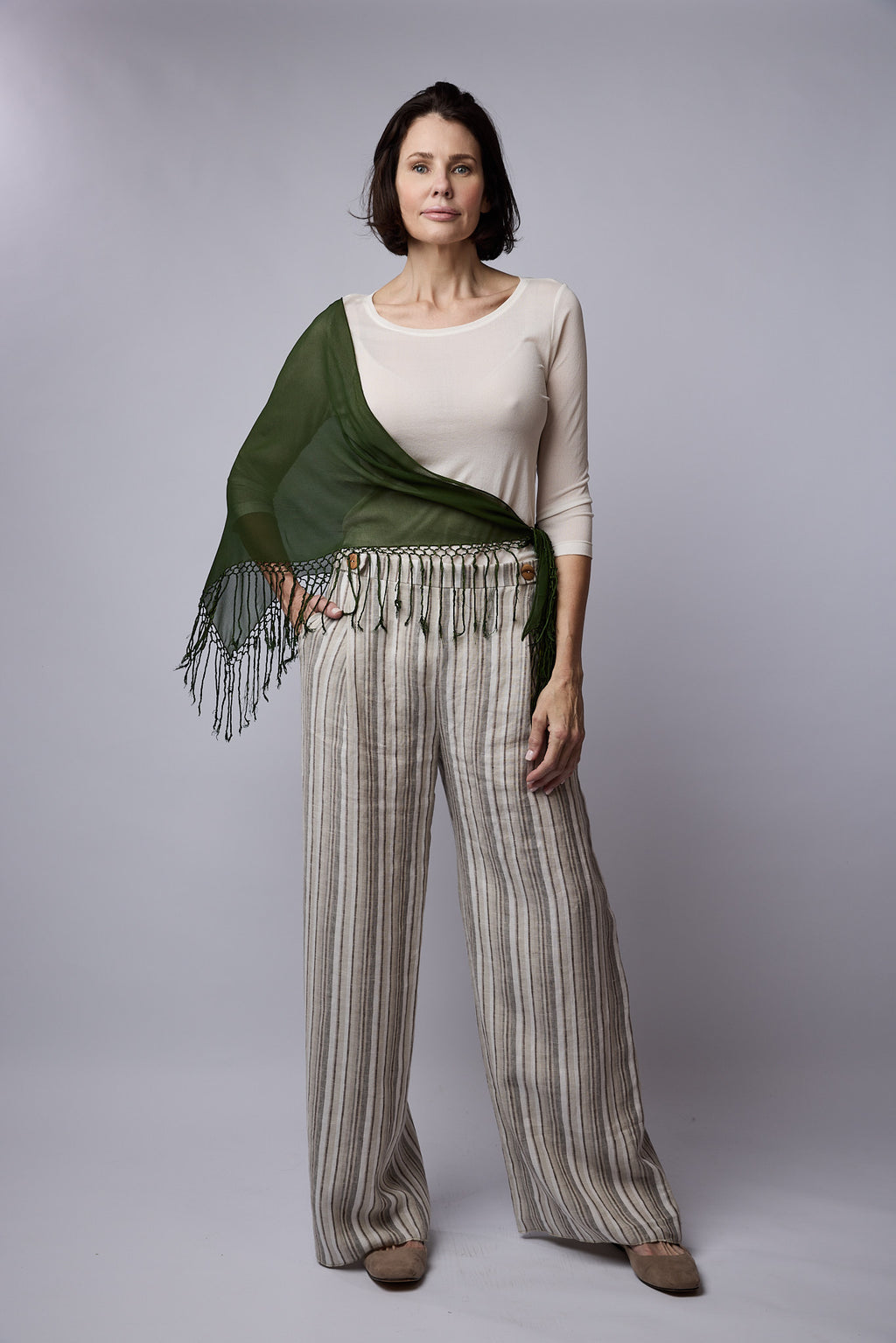 SYLVIA RILEY Artemis Silk Georgette Top Ivory