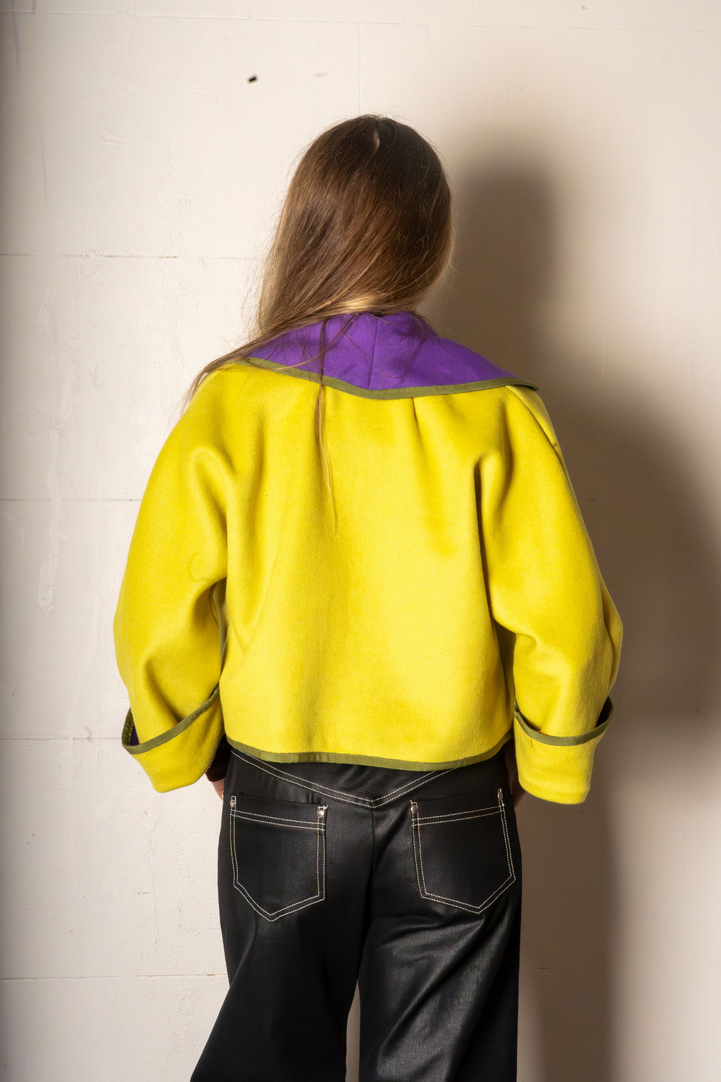Eliza Jacket Double Face Wool Chartreuse/Purple