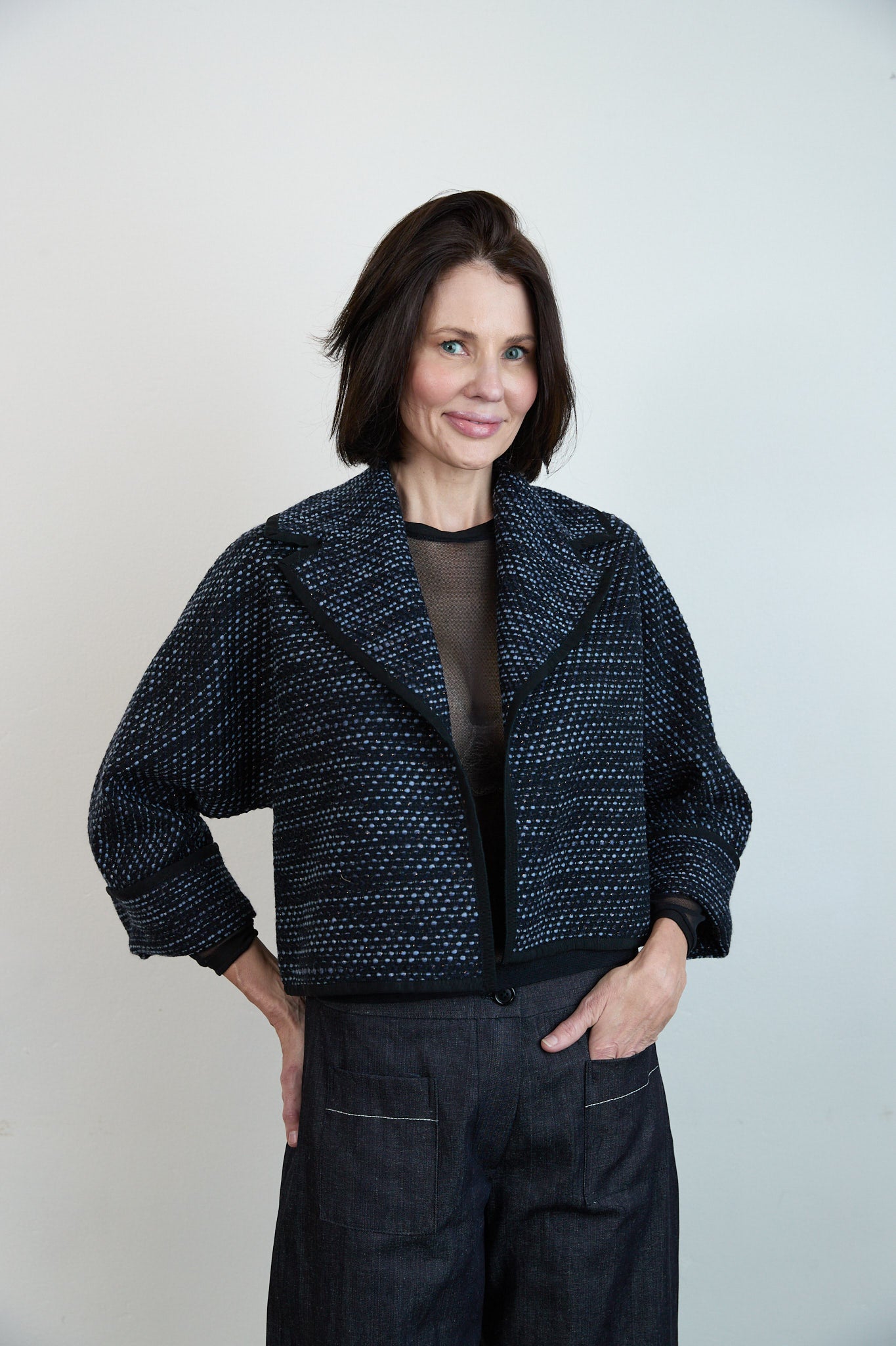Eliza Italian Tweed Jacket Blue