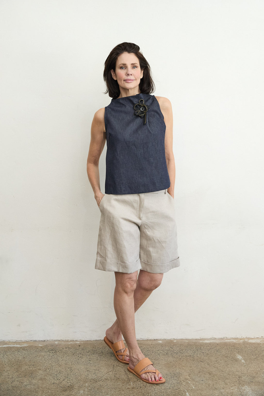 Astoria Indigo Zipper Top