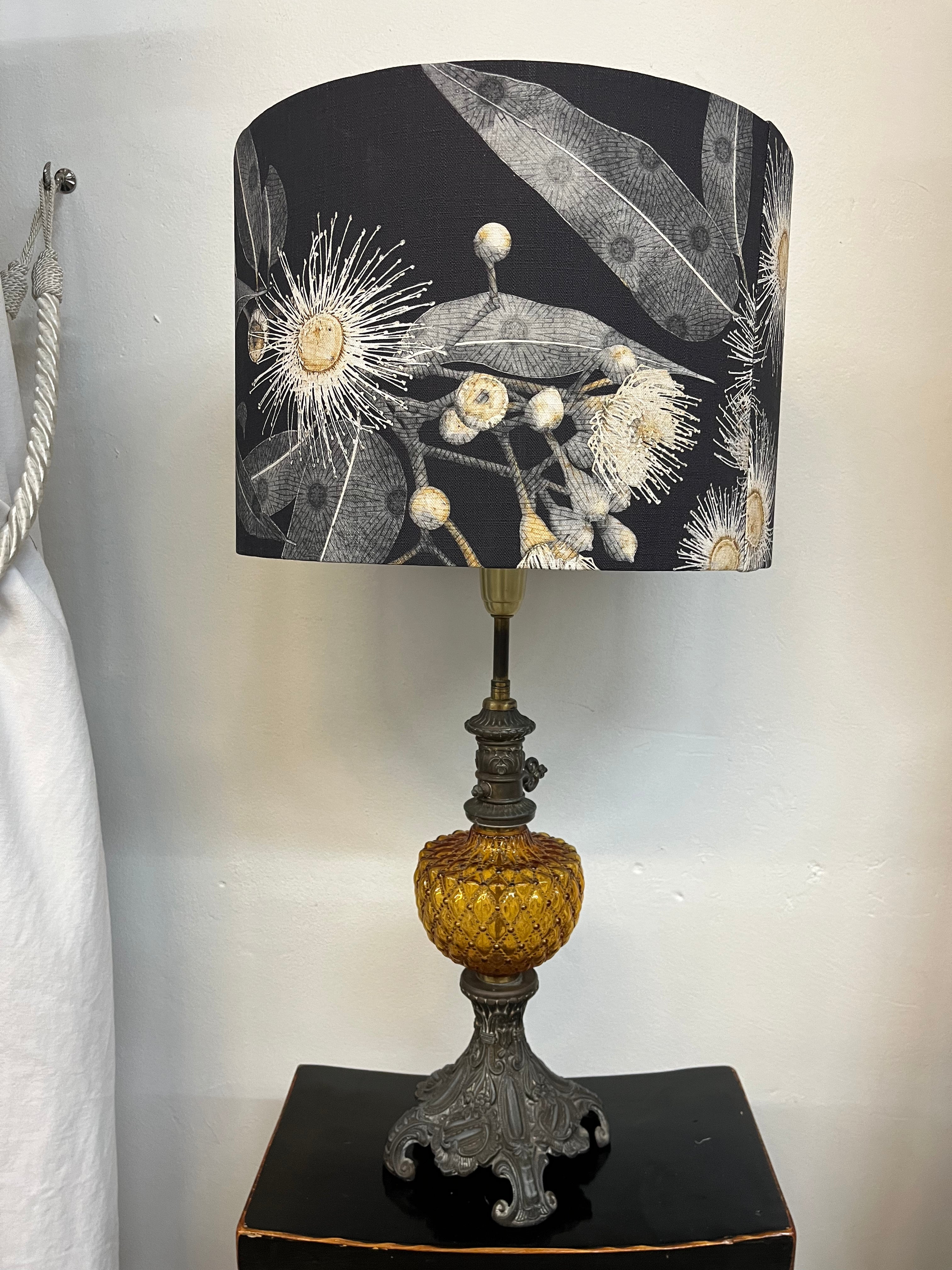 Lamp-MS CHIEF DESIGNS vintage oil lamp style base in glass and brass/Kalypto Yuki shade