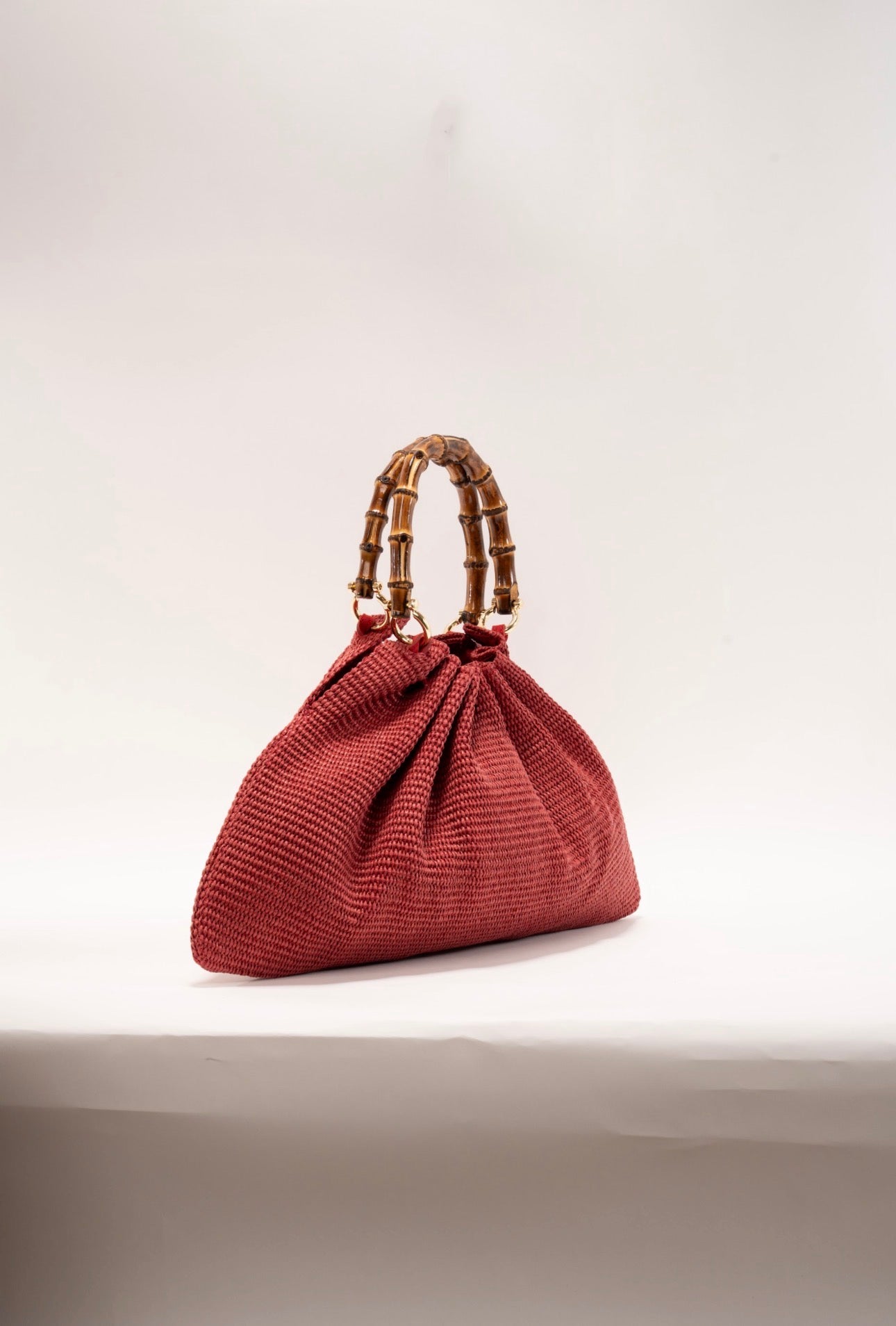 BIDINIS Caterina Medium Raffia Shopping Bag Red