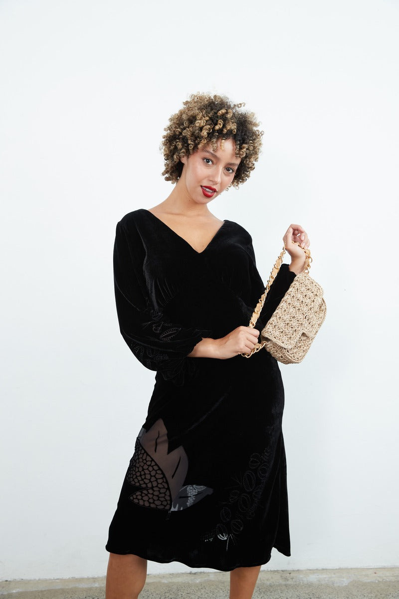 SYLVIA RILEY Rose devore velvet dress