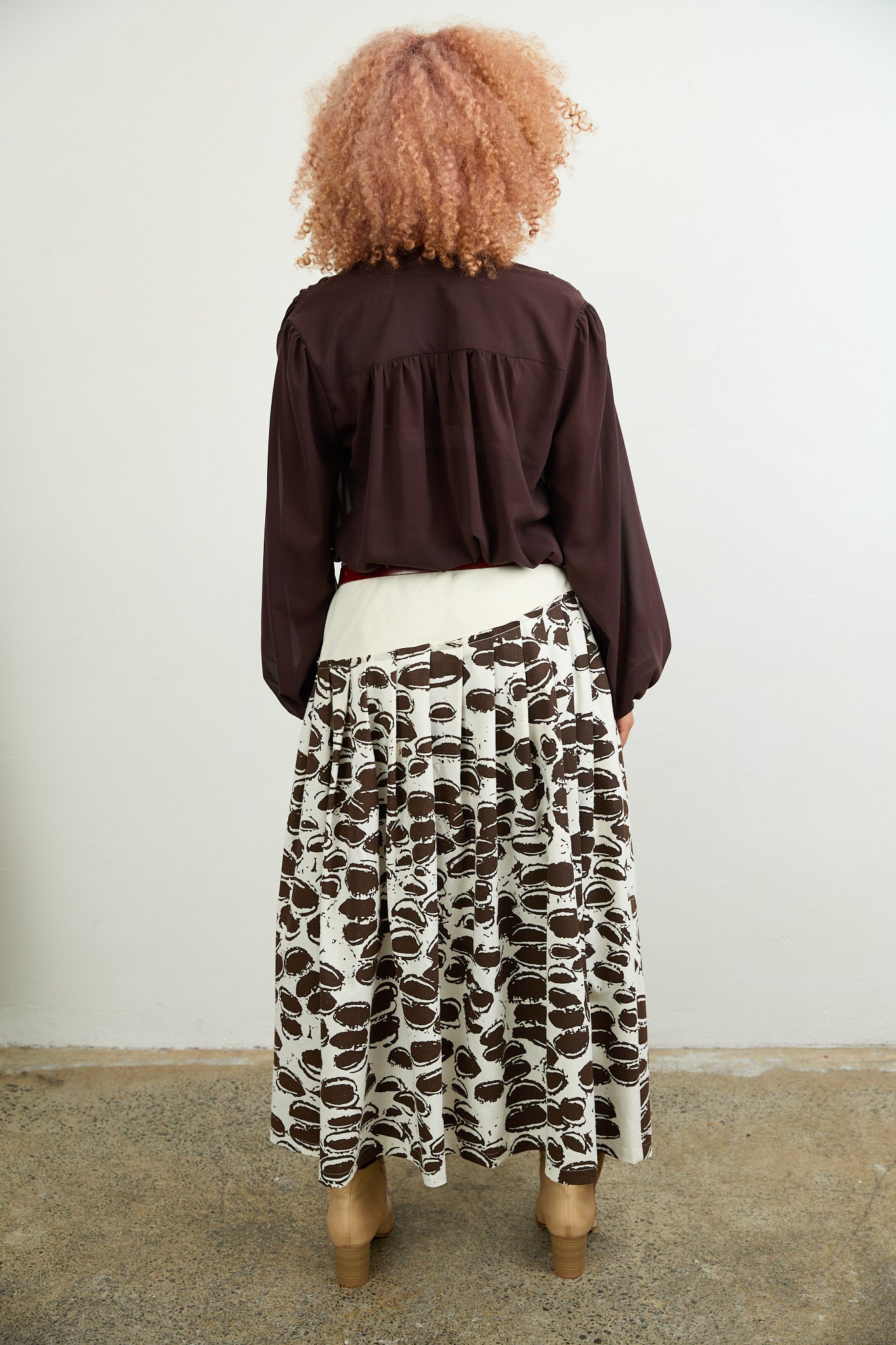 SYLVIA RILEY Aurora Silk Georgette Shirt chocolate
