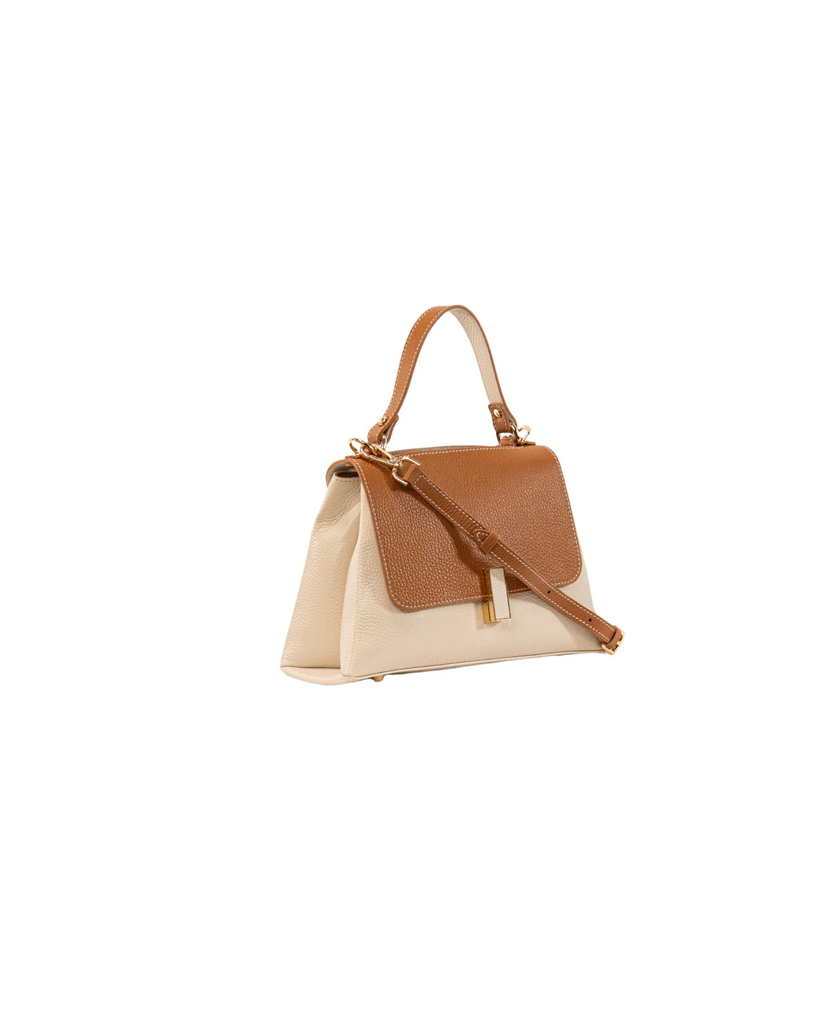 BIDINIS Lisa Mini top handle leather bag Off white/tan