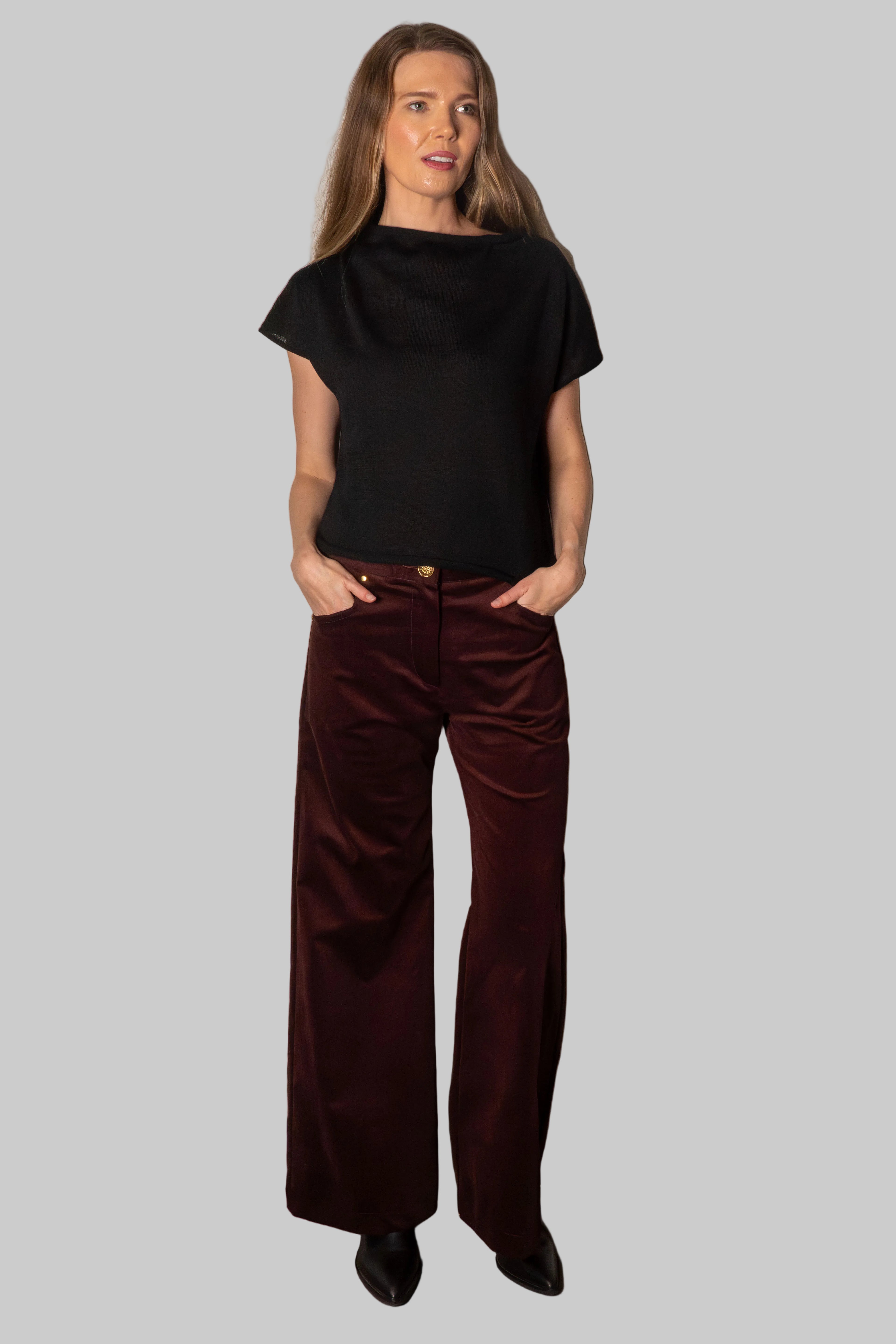 Flared Jeans Berry Corduroy