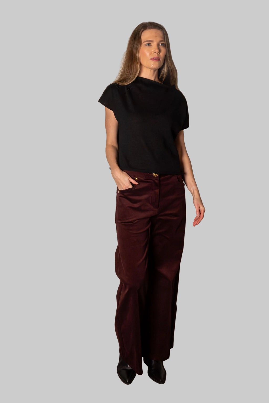 Flared Jeans Berry Corduroy