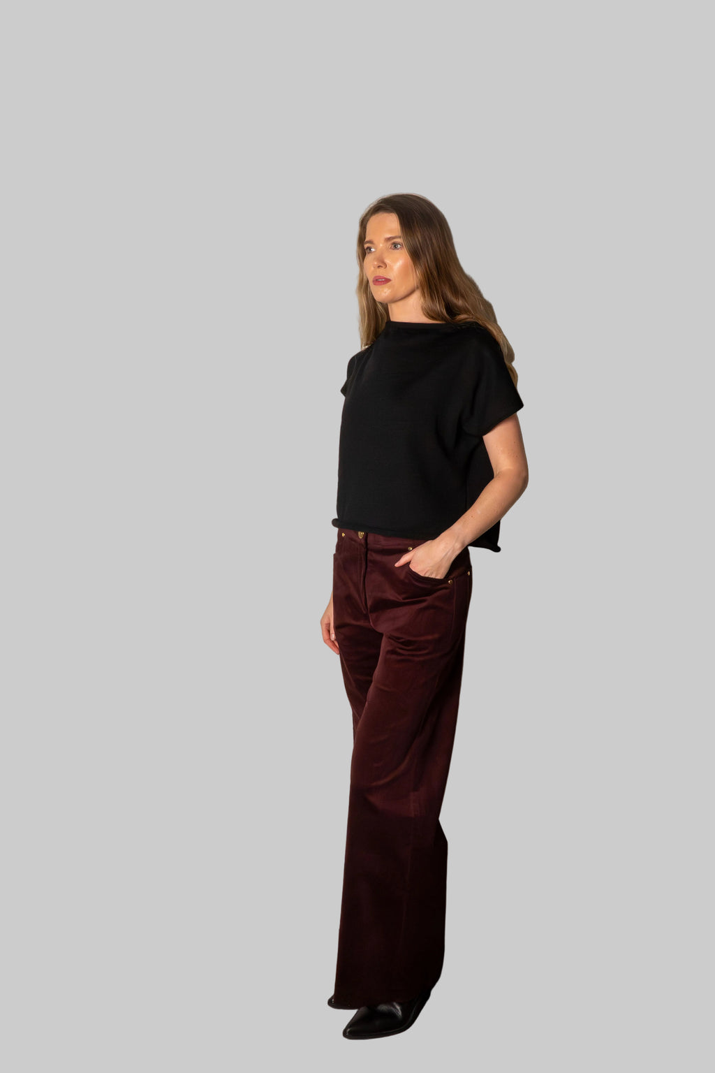 Flared Jeans Berry Corduroy