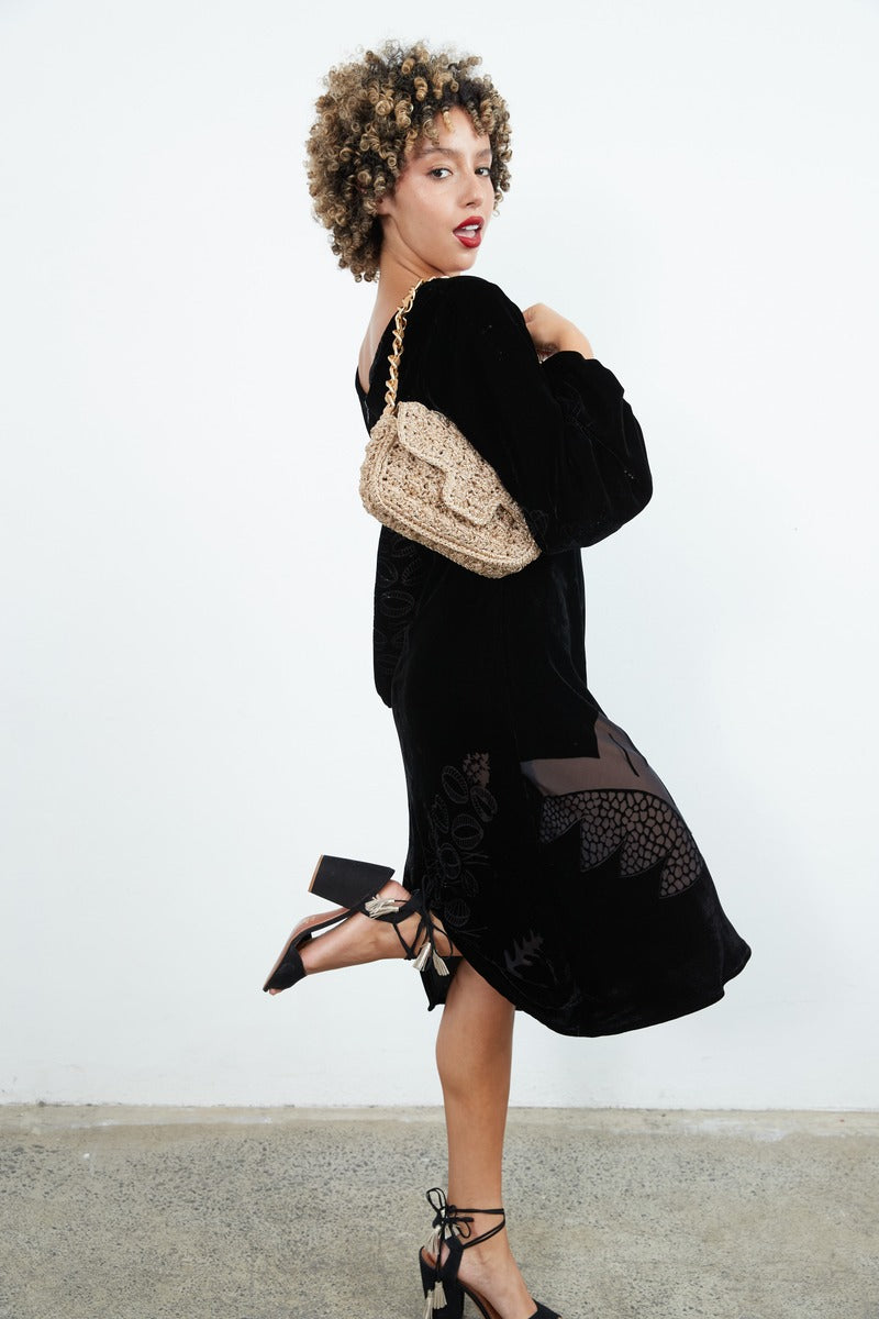 SYLVIA RILEY Rose devore velvet dress