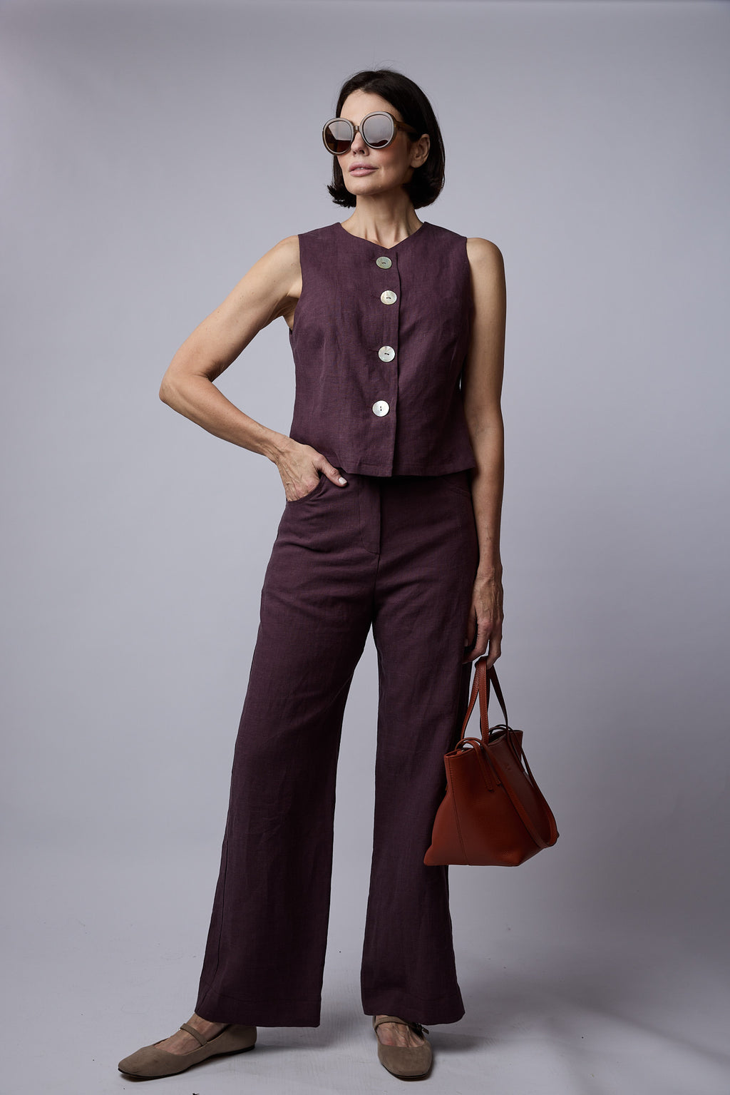 Florence Top Raisin linen