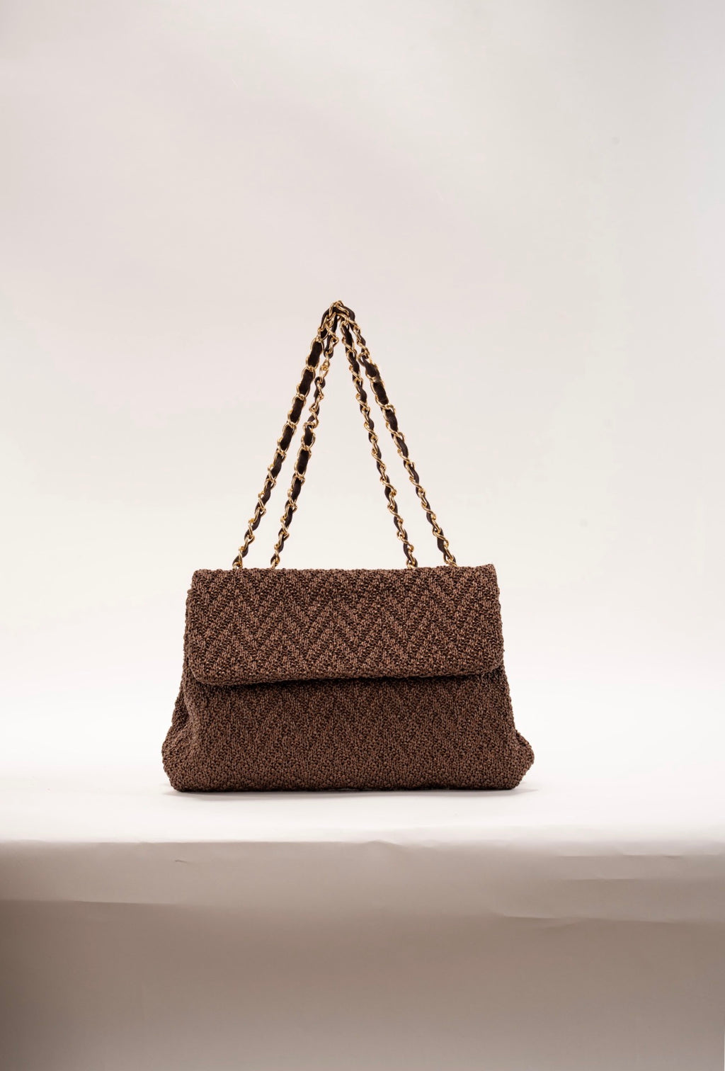 BIDINIS Clarice textured raffia bag Chocolate