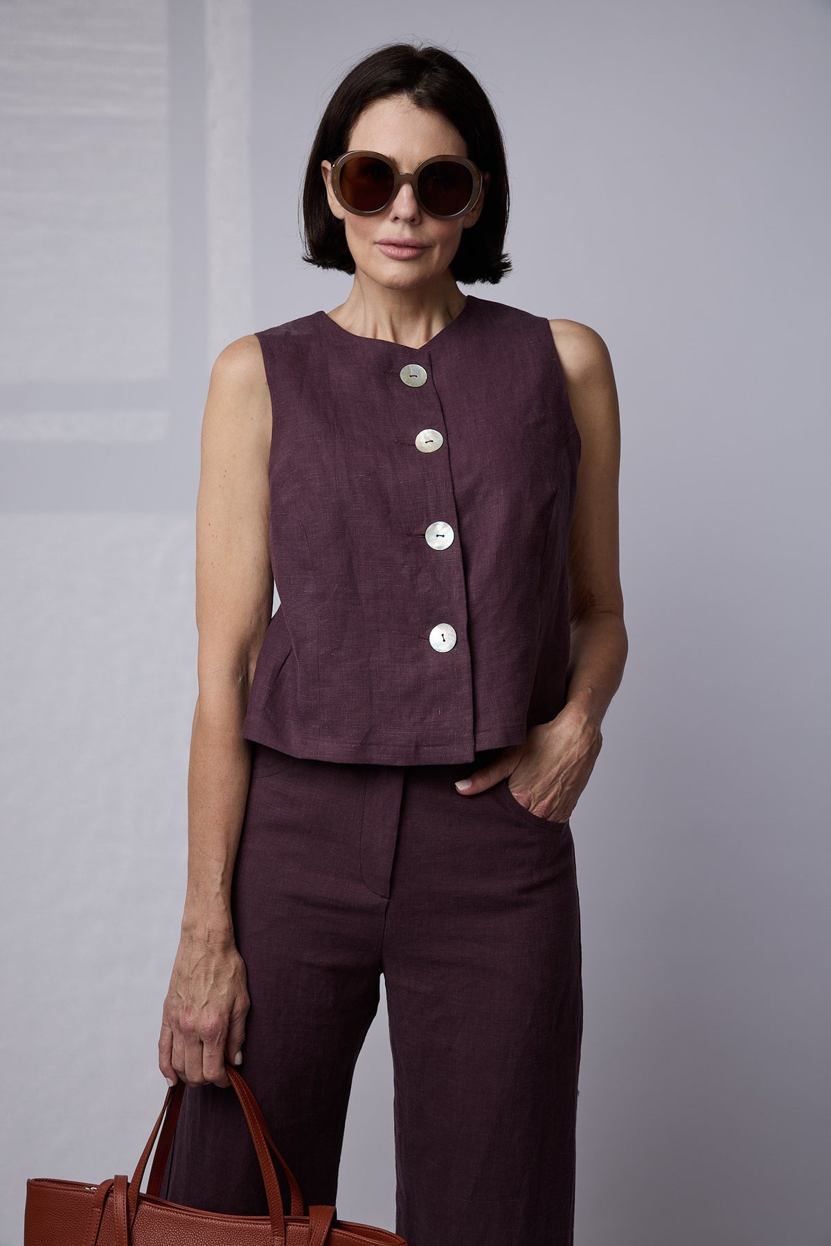 Florence Top Raisin linen