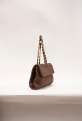 BIDINIS Clarice textured raffia bag Chocolate