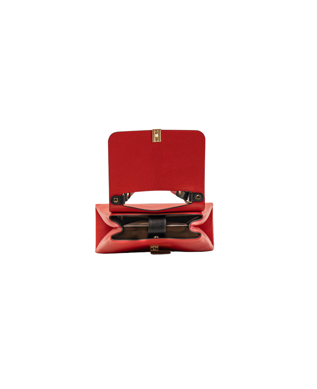 BIDINIS Lisa Mini top handle leather bag Red/black