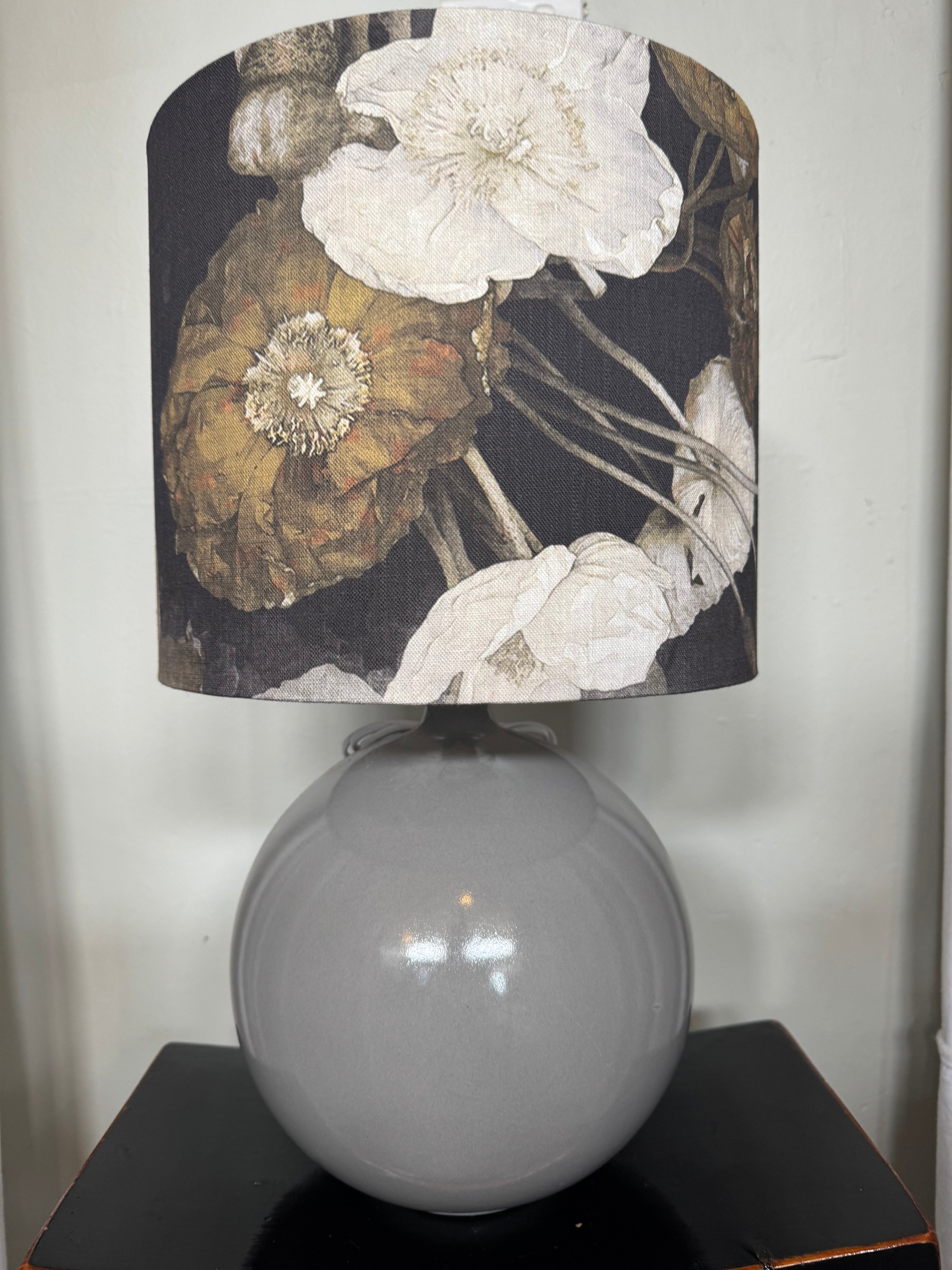 Small Grey base with Sulphur Poppies Silver Foil Shade
