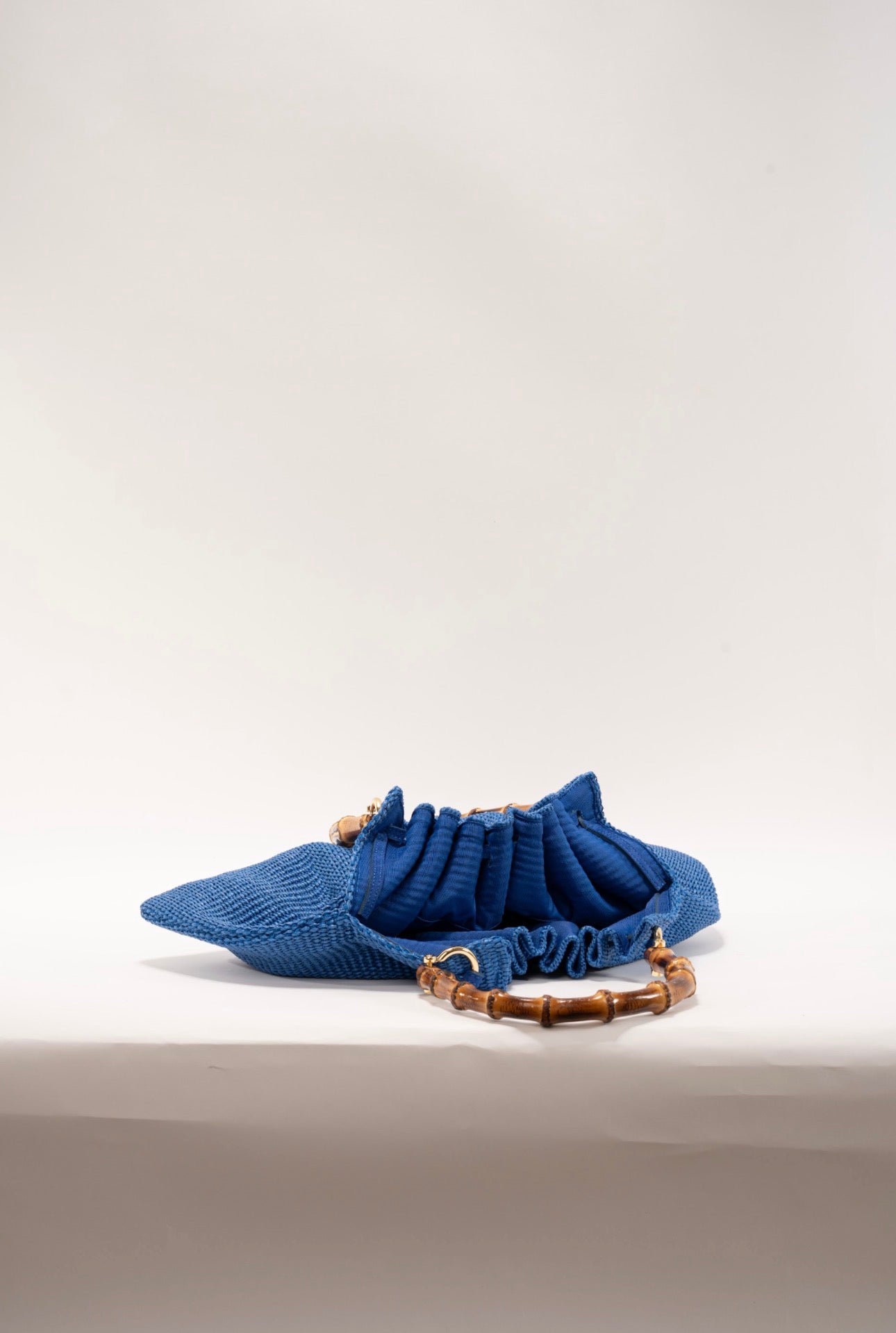 BIDINIS Caterina Medium Raffia Shopping Bag Blue