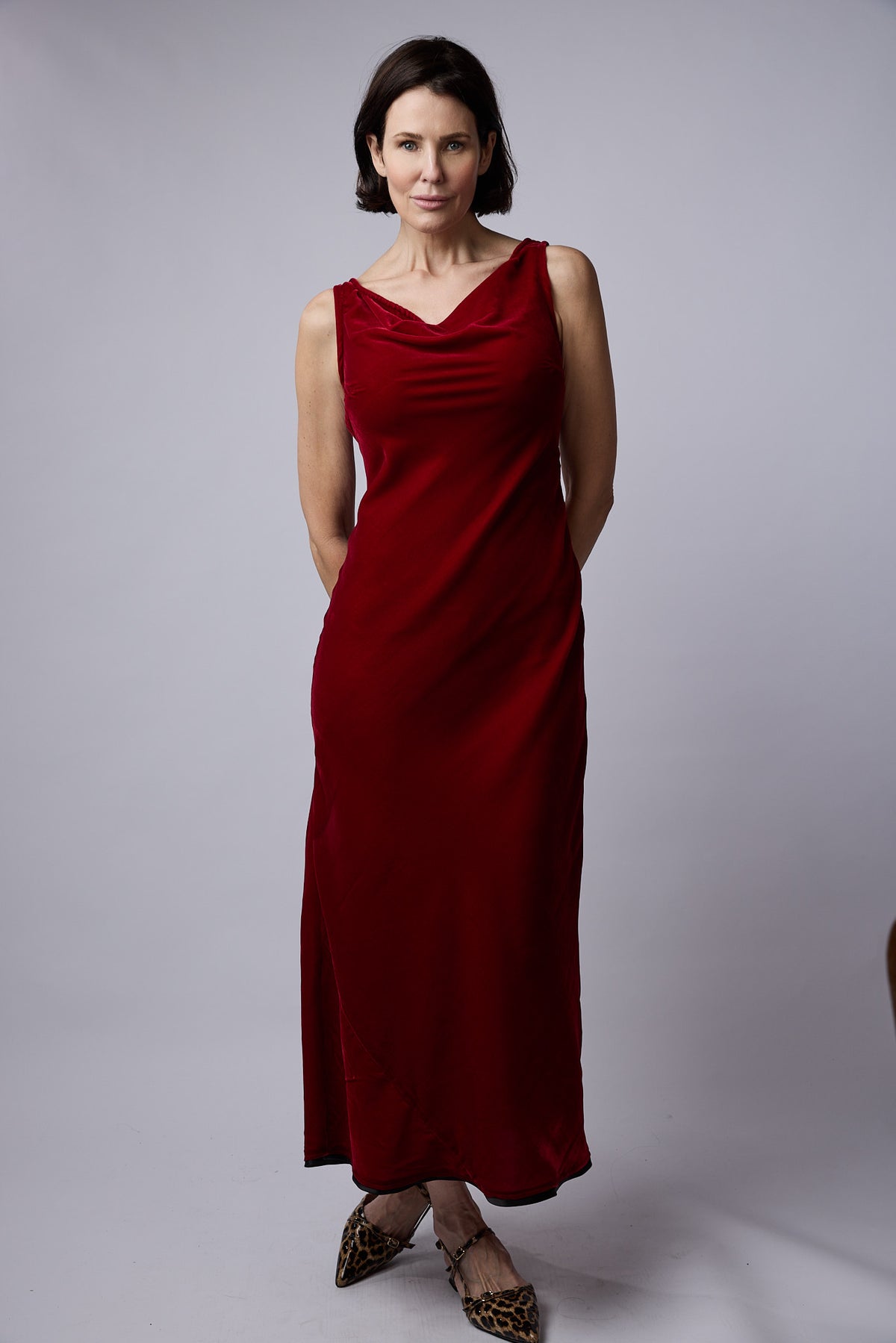 Clarabelle Silk Velvet Dress Red