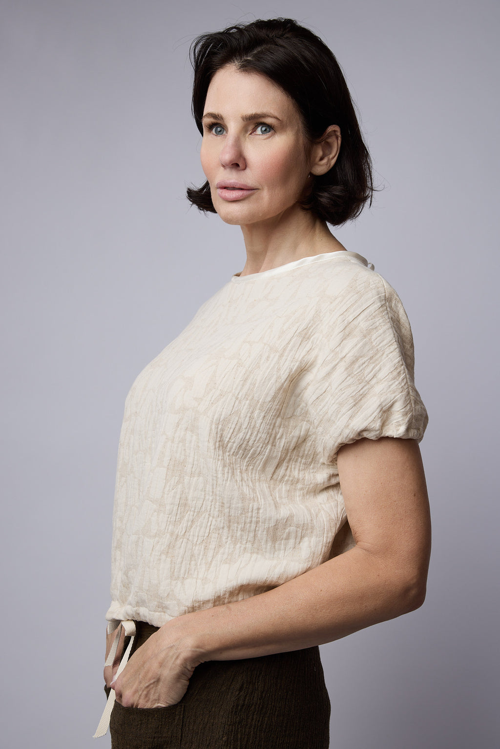 Anya Top Natural Jacquard