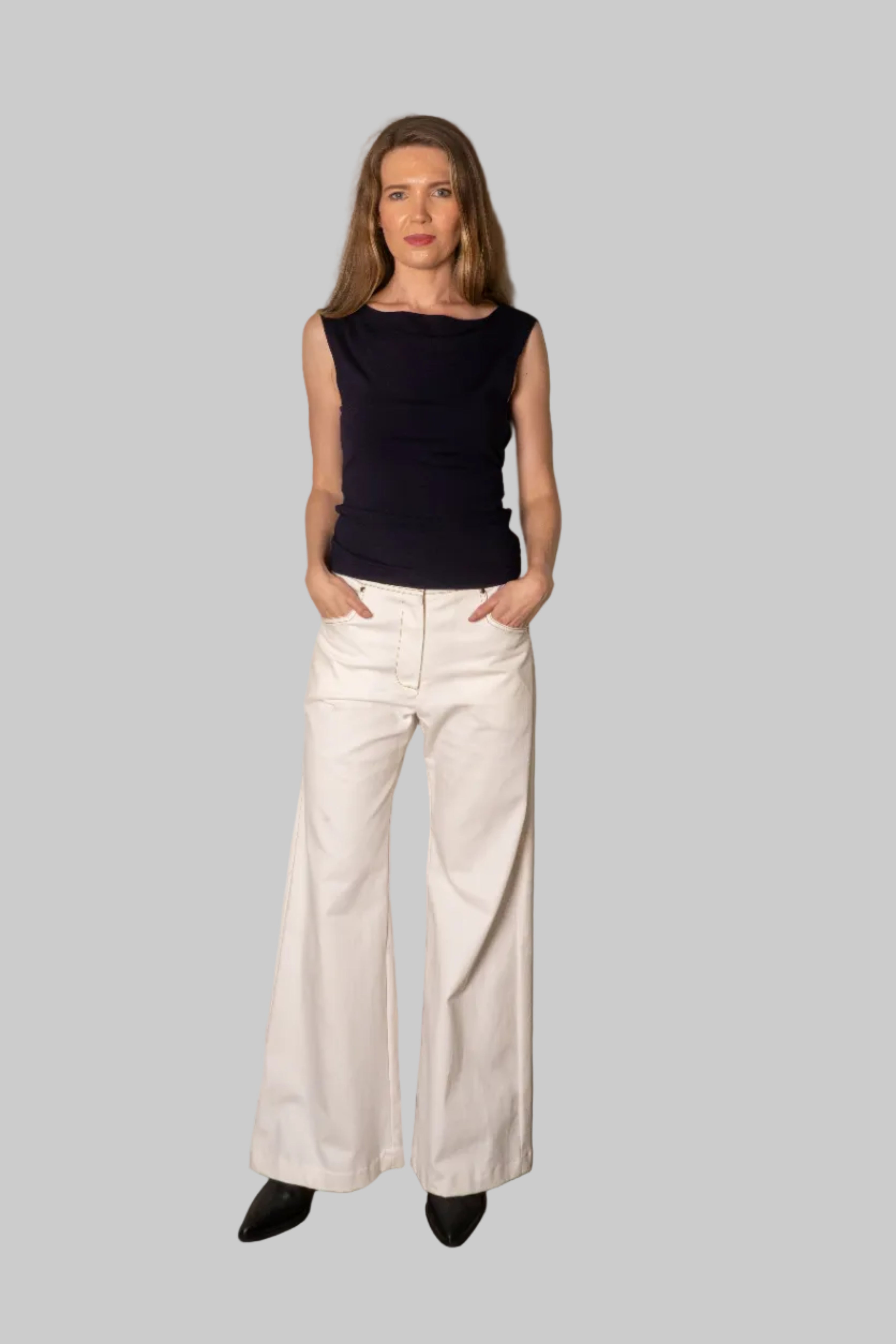 Flared Jeans White Denim
